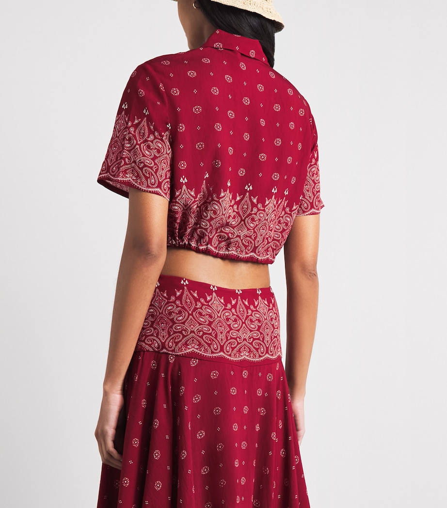 Devon Windsor Womens Bandana Print Cropped Rosie Shirt Merlot Image 5