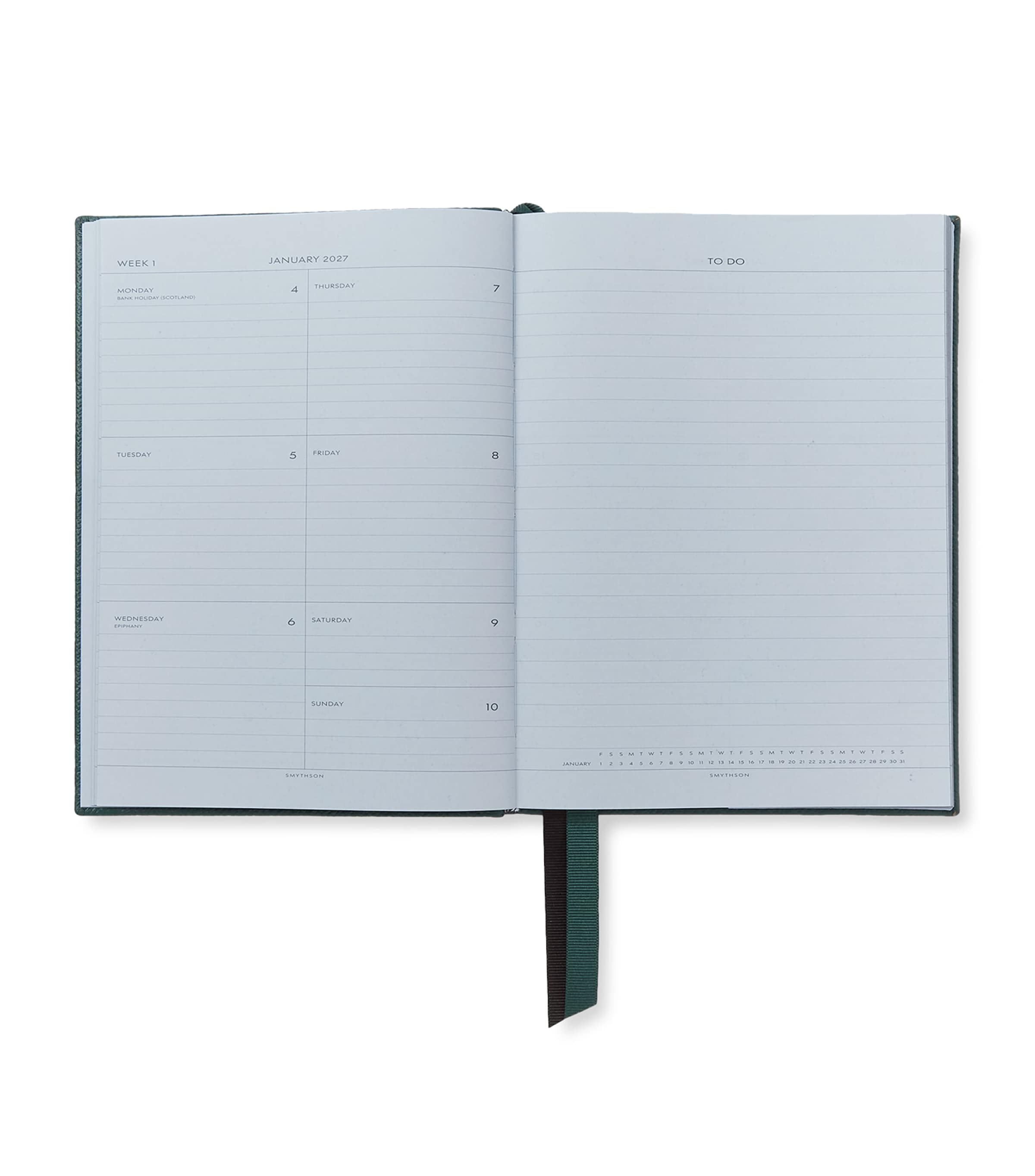 Smythson Leather Soho Weekly Diary 2027 Forest Green Image 2