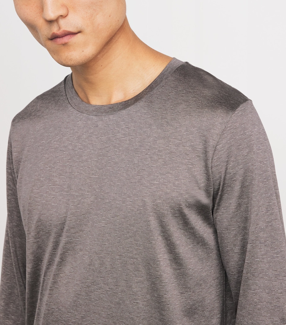 Cotton-Silk Pyjama Set 161 WALNUT STRIPE Image 4