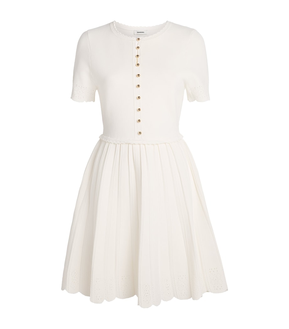Sandro Paris Womens Knitted Pointelle Mini Dress Ecru Image 1