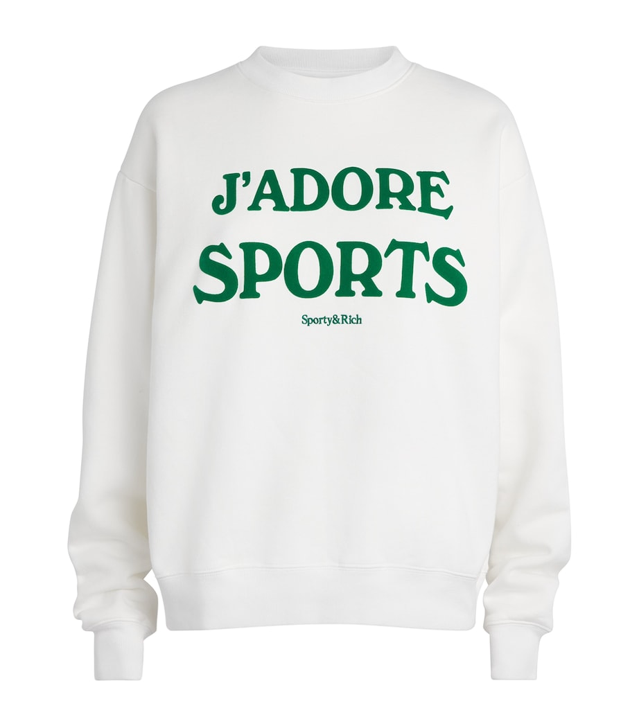Sporty & Rich Womens Cotton J’adore Sweatshirt White Kelly Image 1