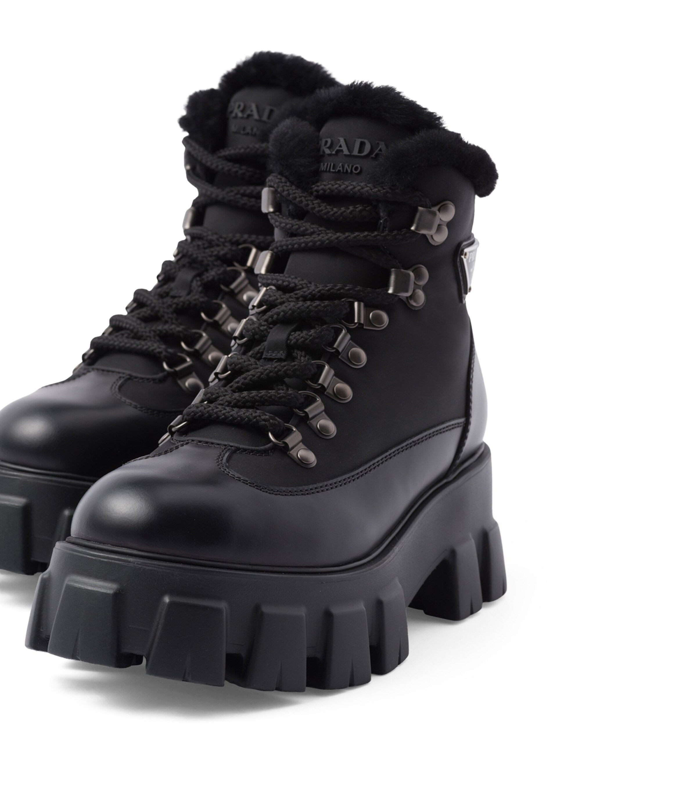 Prada Black Leather Chunky Ankle Boots | Harrods UK