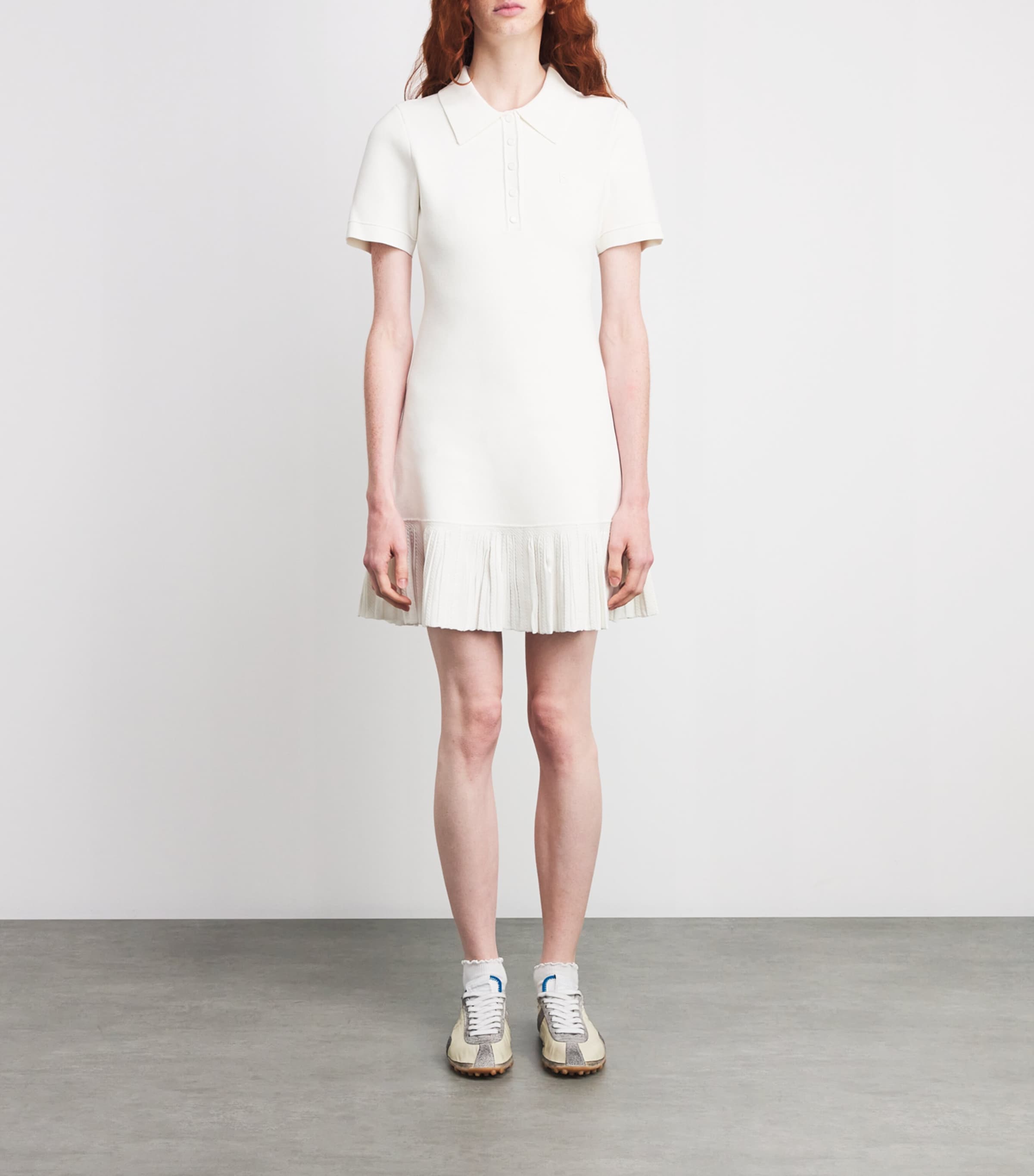 Knitted Polo Mini Dress ECRU Image 6