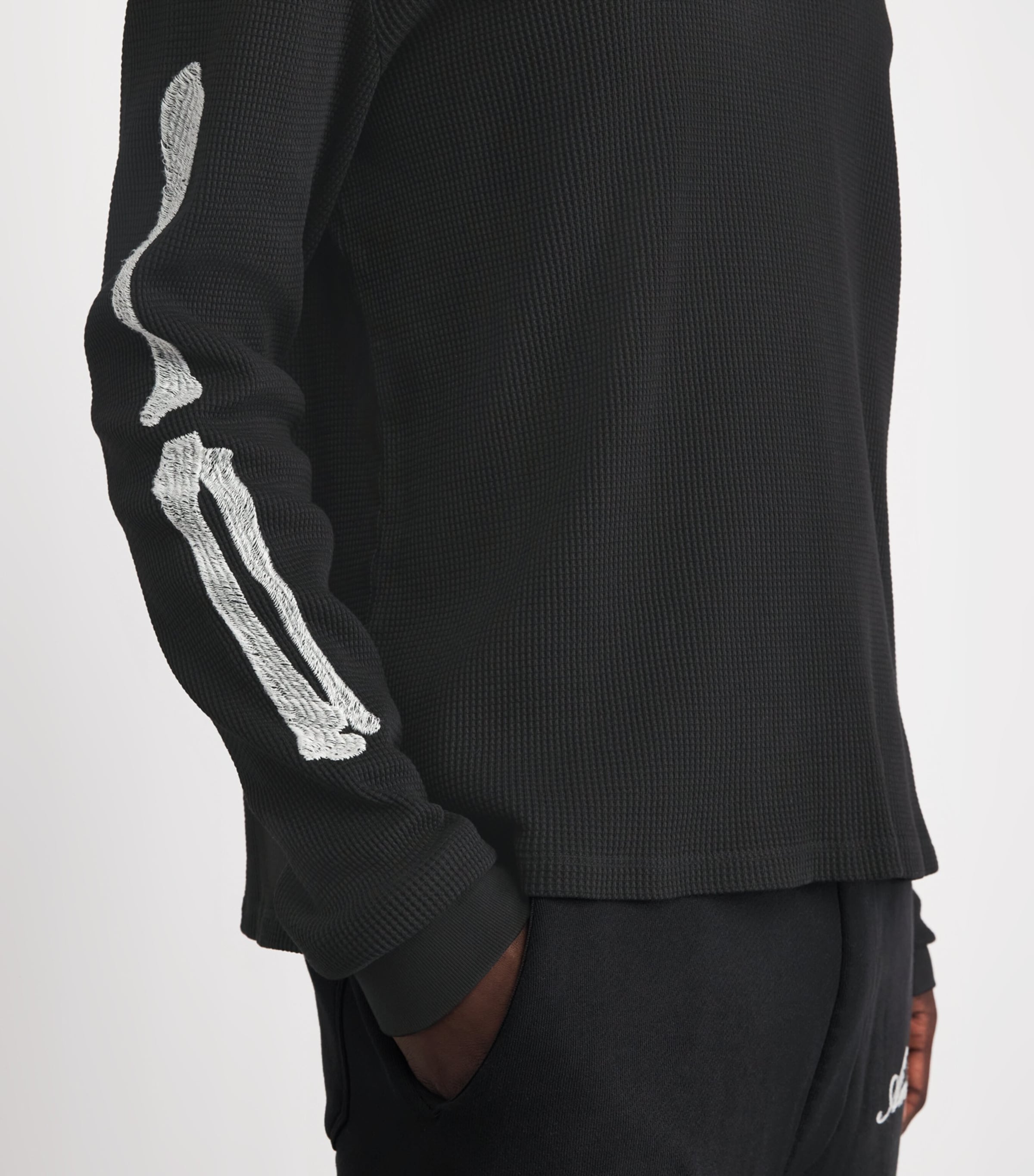 AMIRI Mens Cotton Long-Sleeve Bones T-Shirt Black Image 3