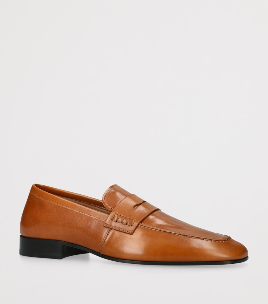 DRIES VAN NOTEN Leather Penny Loafers Tan Image 3