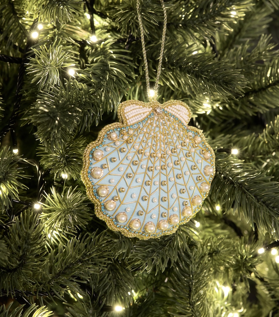 Tinker Tailor Beaded Shell Tree Decoration Eau De Nil & Gold Image 3