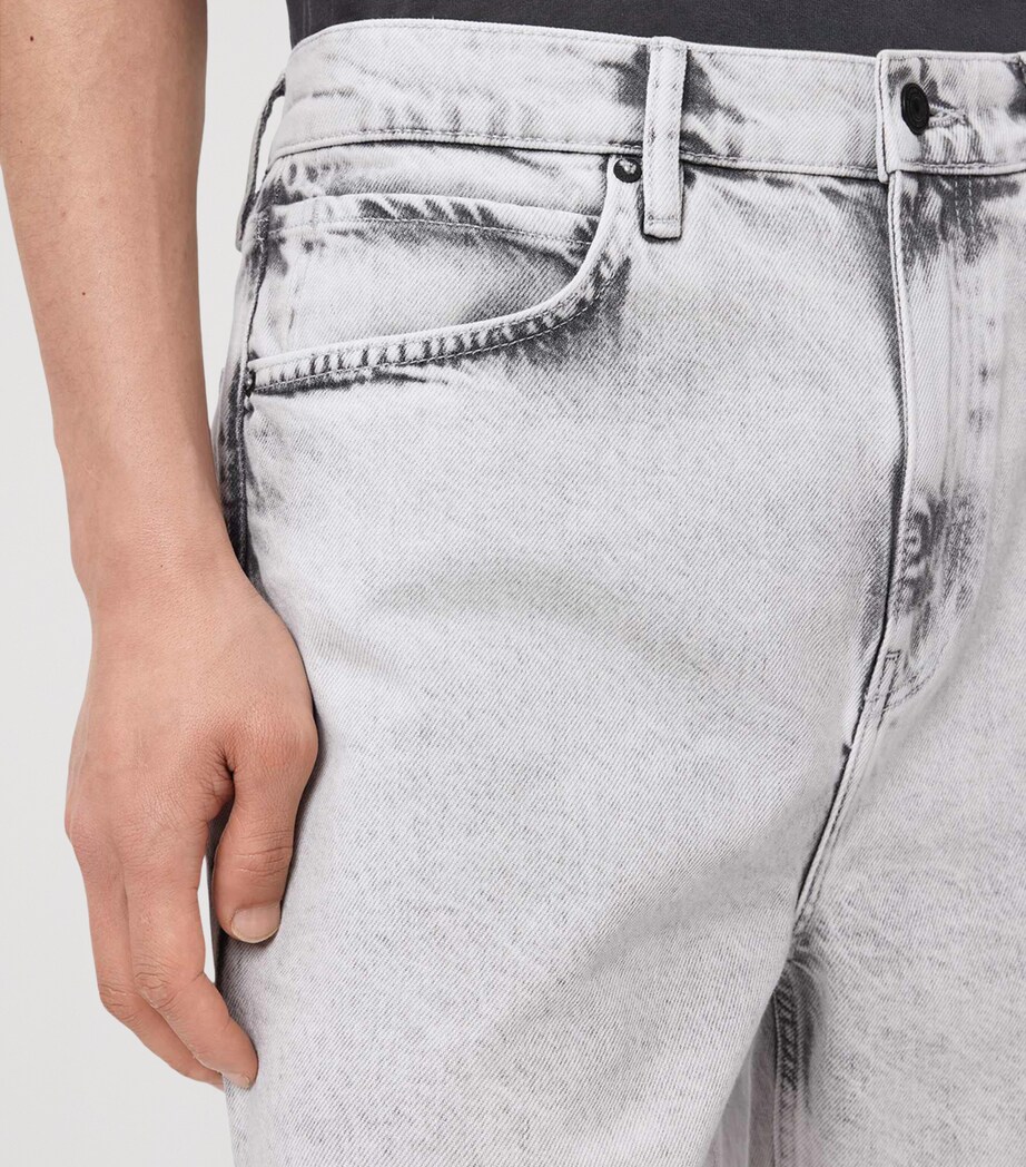 AllSaints Mens Lenny Straight Denim Shorts Bleached Grey Image 6