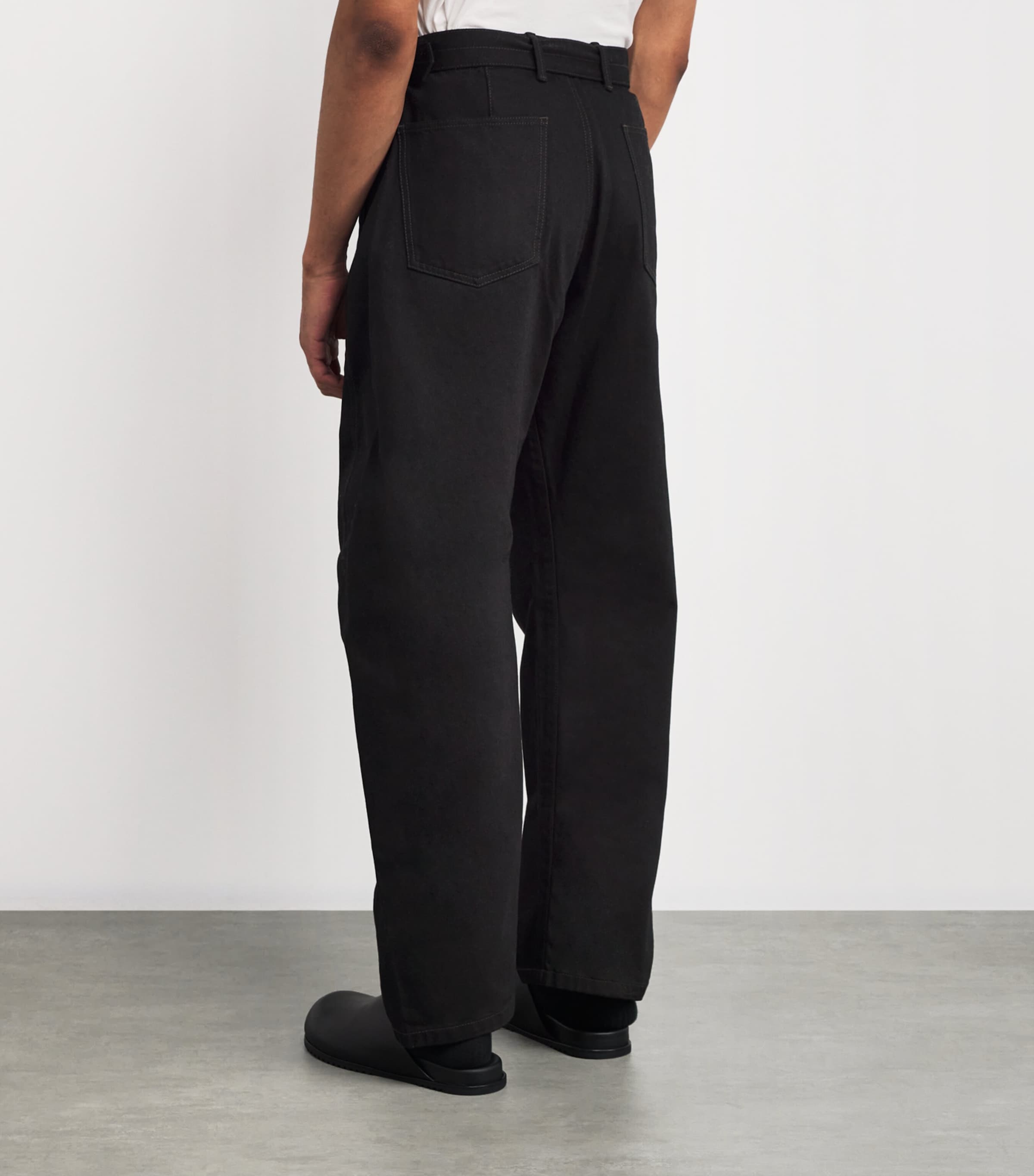 Lemaire Cotton Twisted-Seam Belted Trousers | Harrods UK