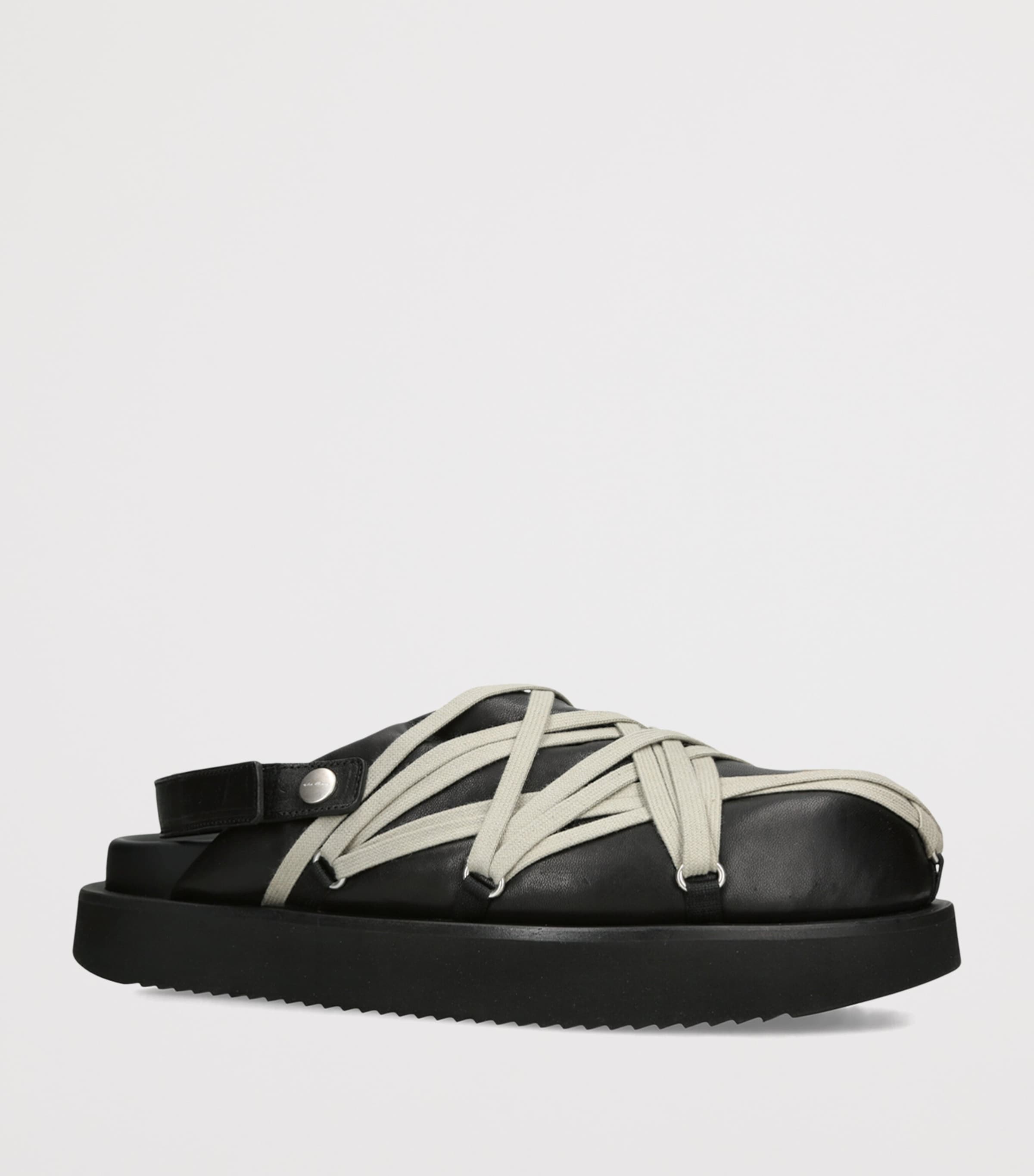 Rick Owens Leather Padded Megalace Mules Blk/other Image 2