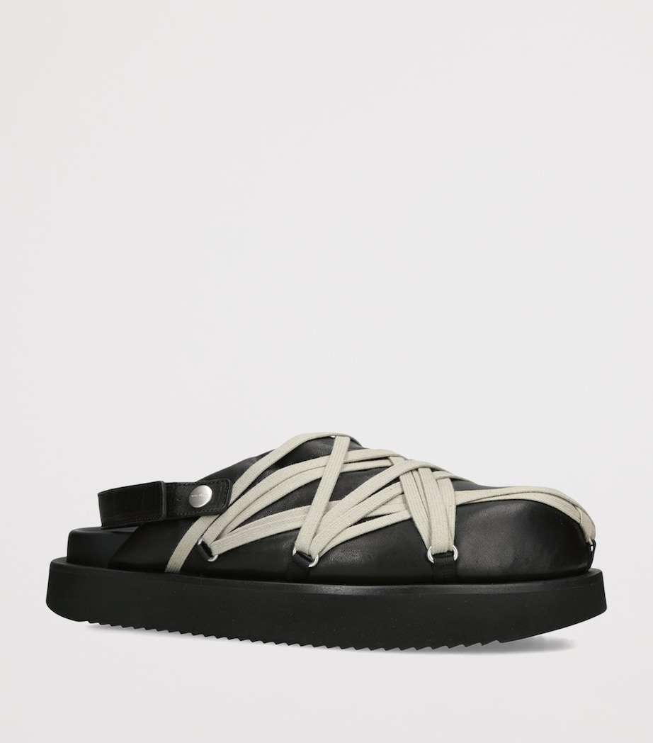 Rick Owens Leather Padded Megalace Mules Blk/other Image 2
