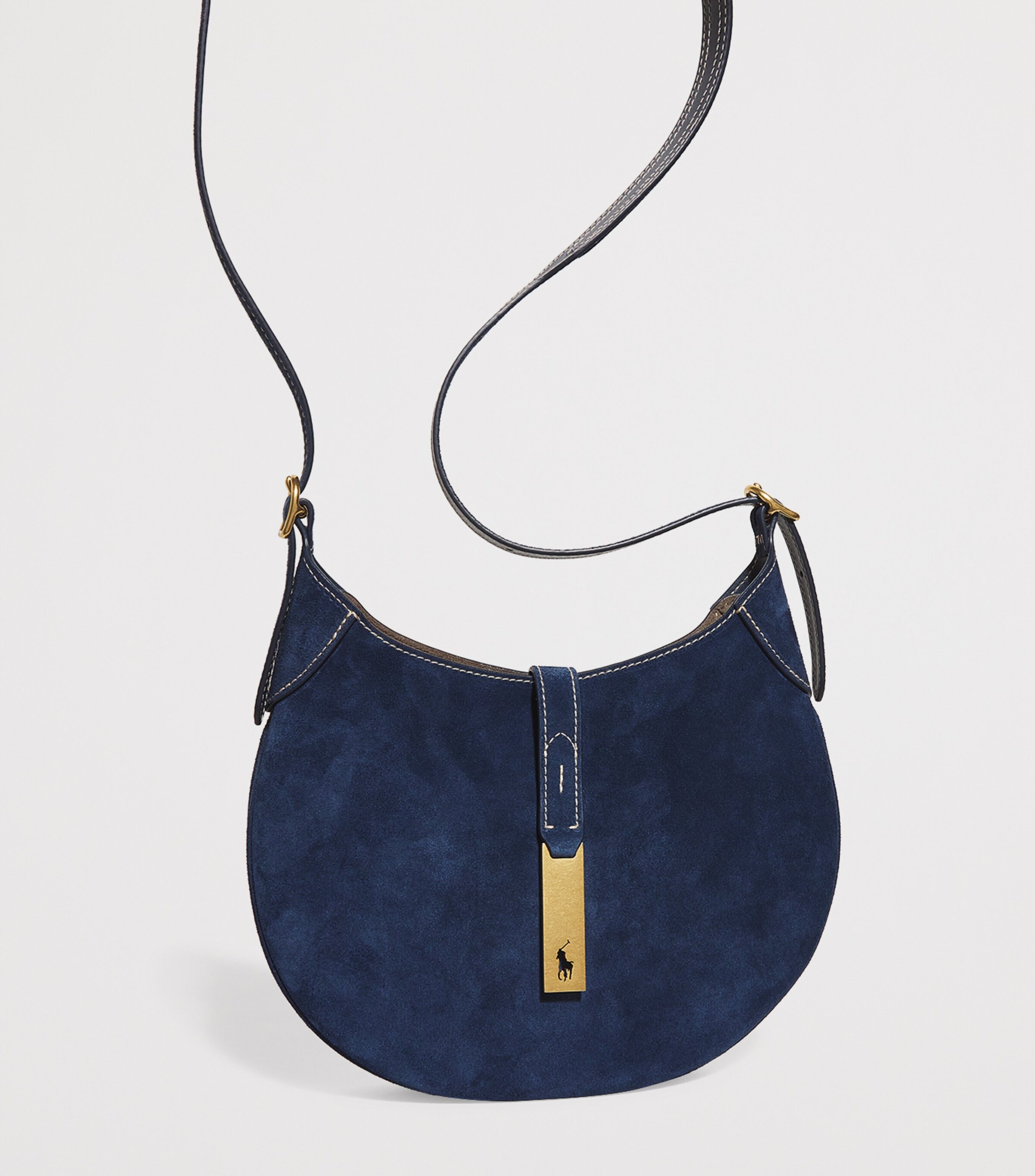 Polo Ralph Lauren Small Suede ID Shoulder Bag Dark Jean Image 6