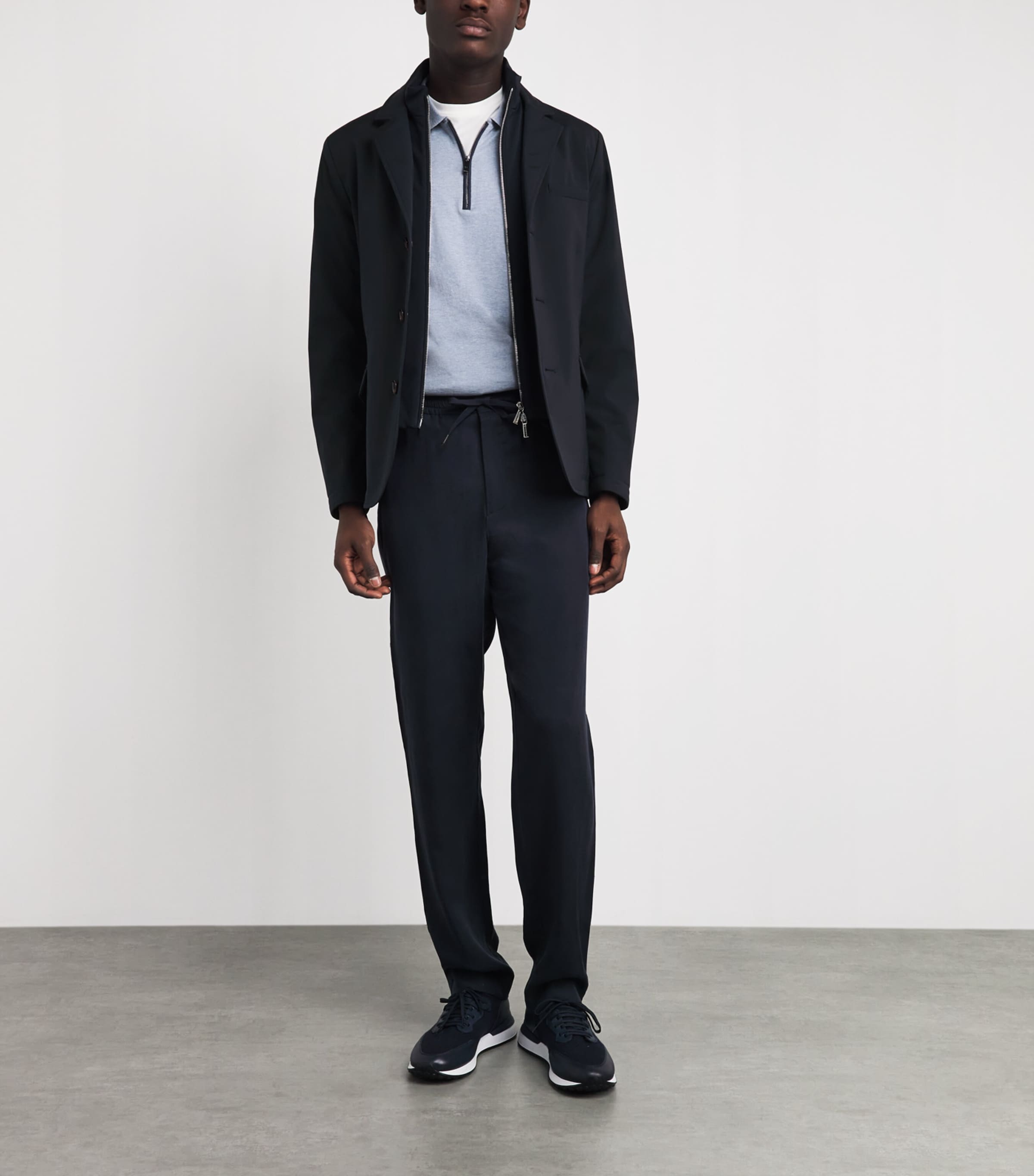 Moorer Mens Layered Borromeo Coat Navy Image 2
