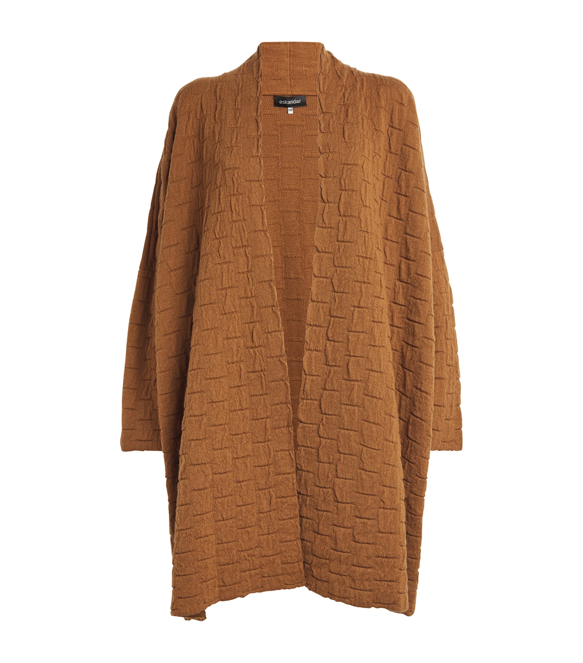 ESKANDAR CASHMERE SQUARE-RIB SHAWL CARDIGAN 