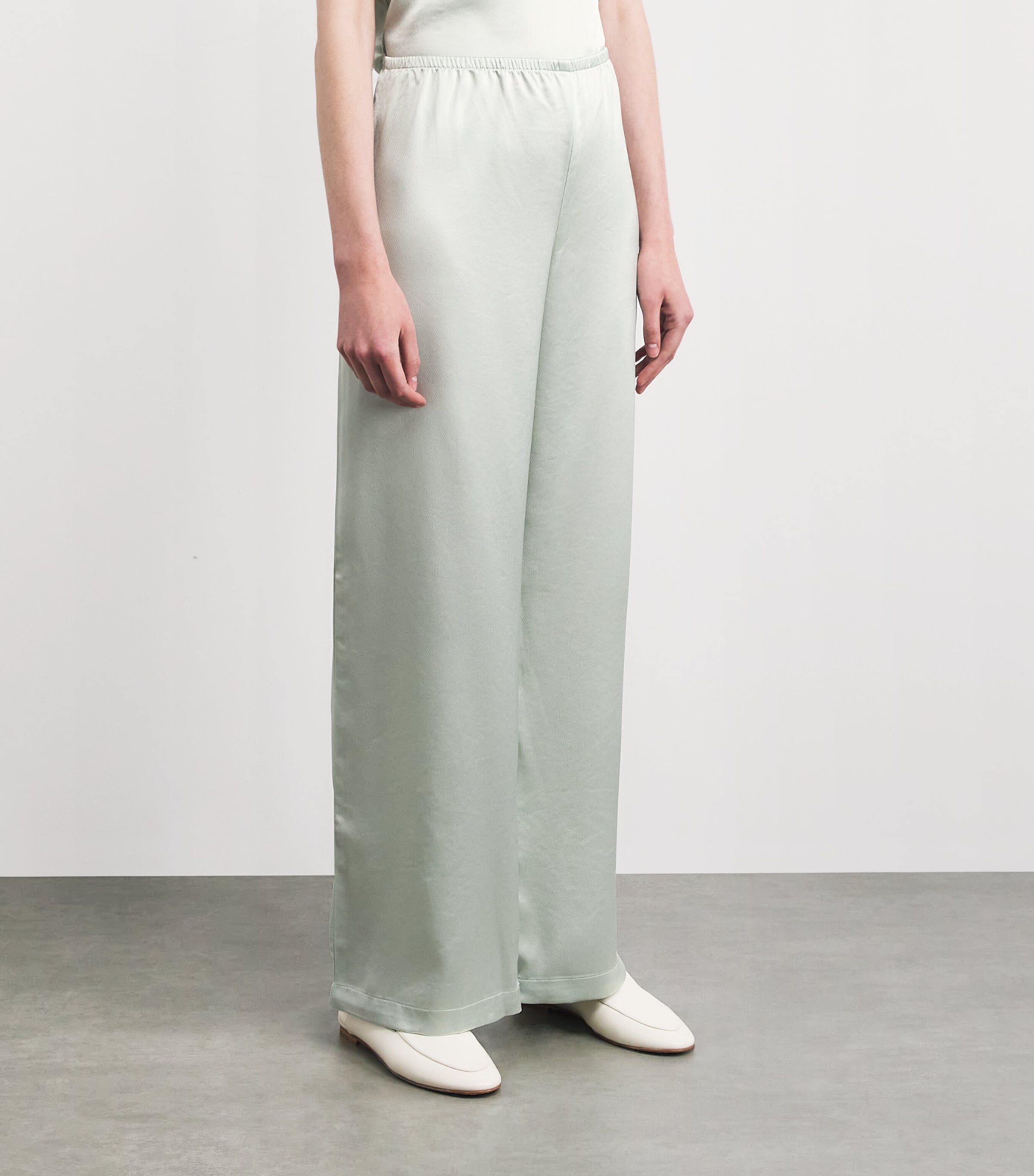 LESET Womens Satin Barb Bias Trousers Watercress Image 4