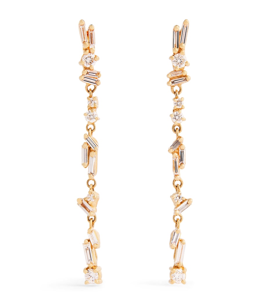 Yellow Gold and Diamond Classic Firework Sparkler Drop Earrings 18K YG/WD Image 1
