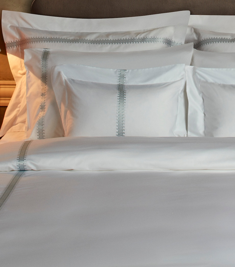 Cotton Sateen Seljuk Oxford Pillowcase Pair (50cm x 75cm) GREY / CELADON Image 3