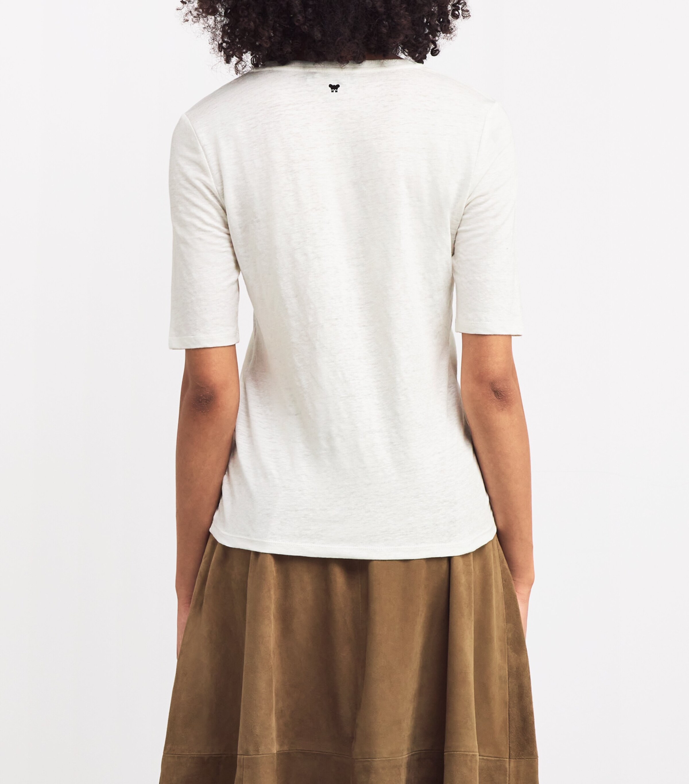 Stretch-Linen V-Neck T-Shirt WHITE Image 4