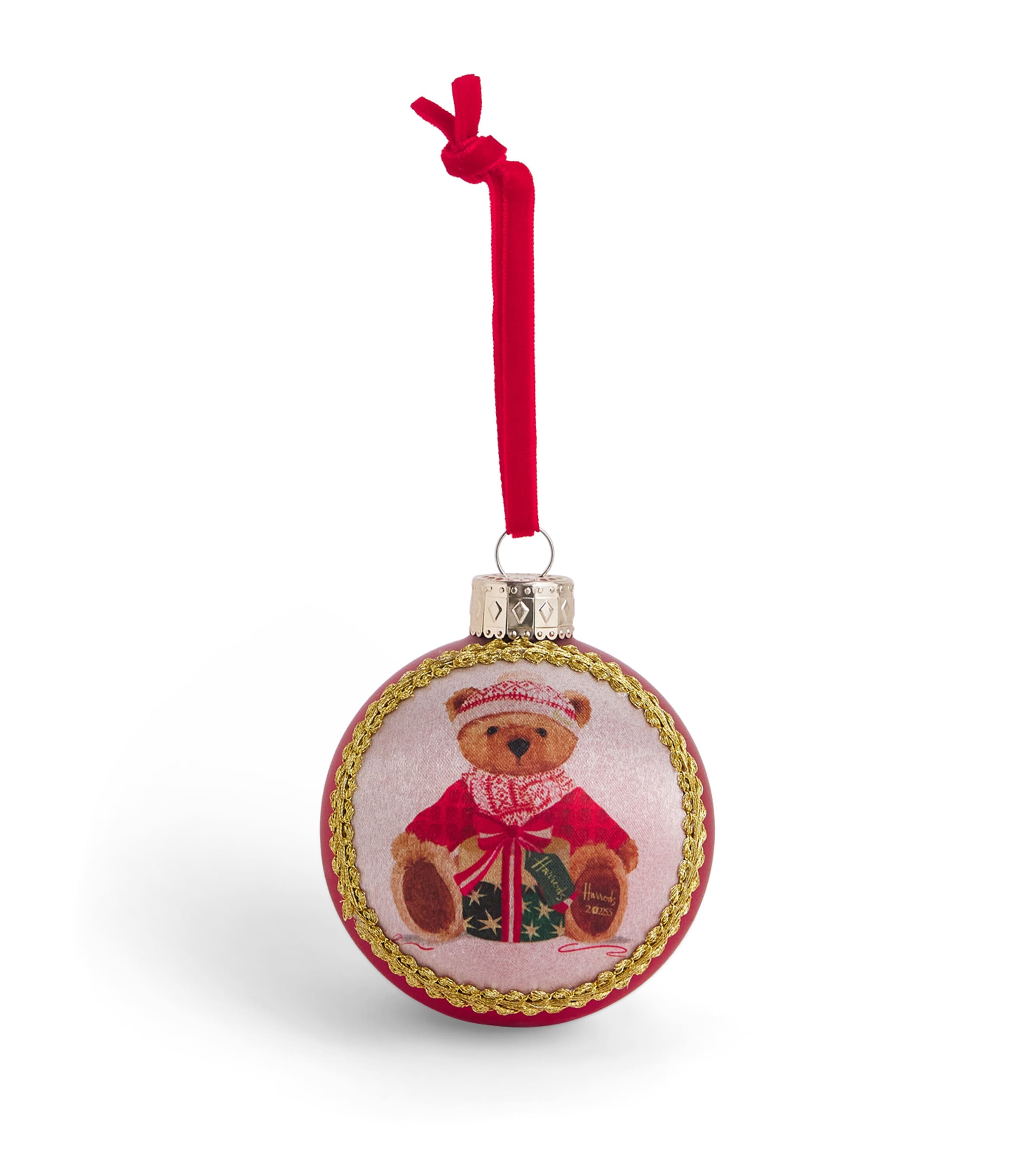 Harrods Christmas Bear Bauble In Red