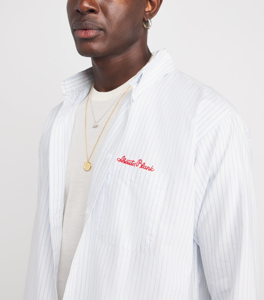 Cotton Oxford Stripe Logo Shirt WHITE/BLUE Image 6