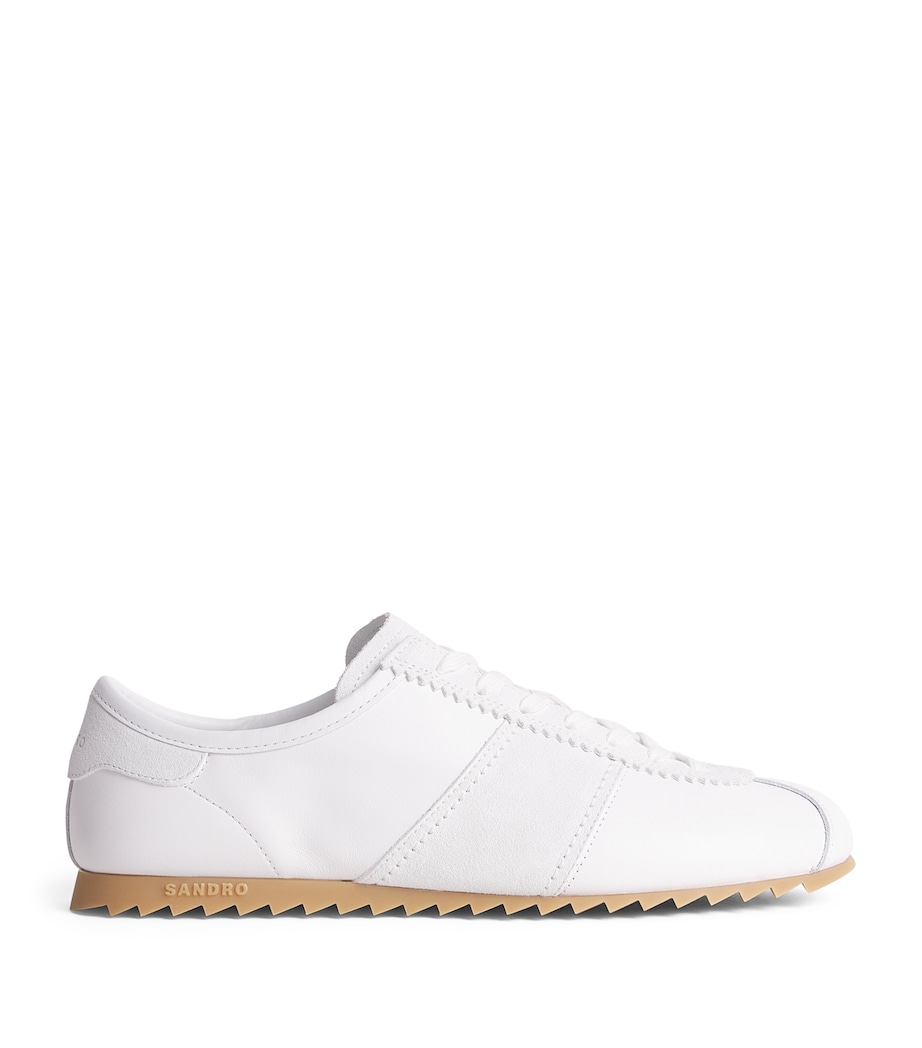 Sandro Paris Leather and Suede Low-Top Sneakers White Image 1