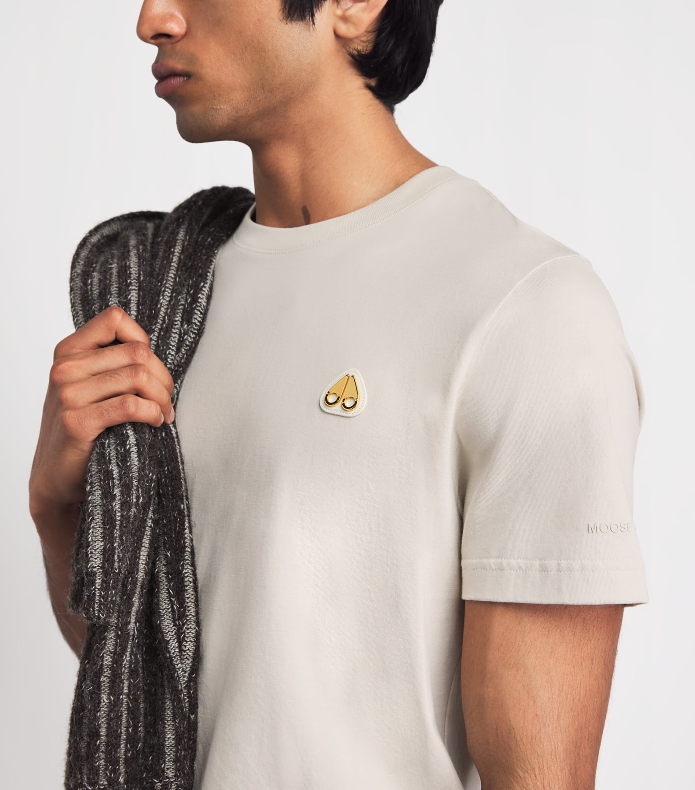 Moose Knuckles Mens Cotton Crescent T-Shirt Alabaster Image 3