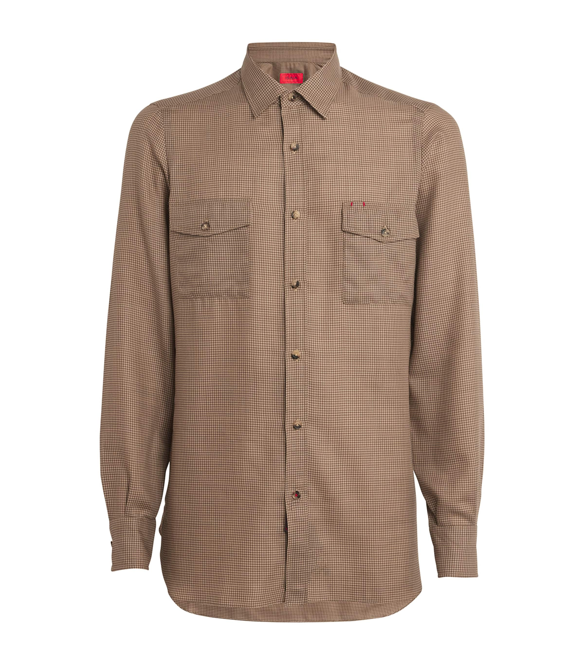 Isaia Check Mix Sport Shirt In Brown