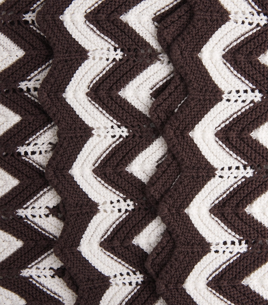 Maje Womens Cotton Zigzag Crochet Trousers Brown/white Image 6