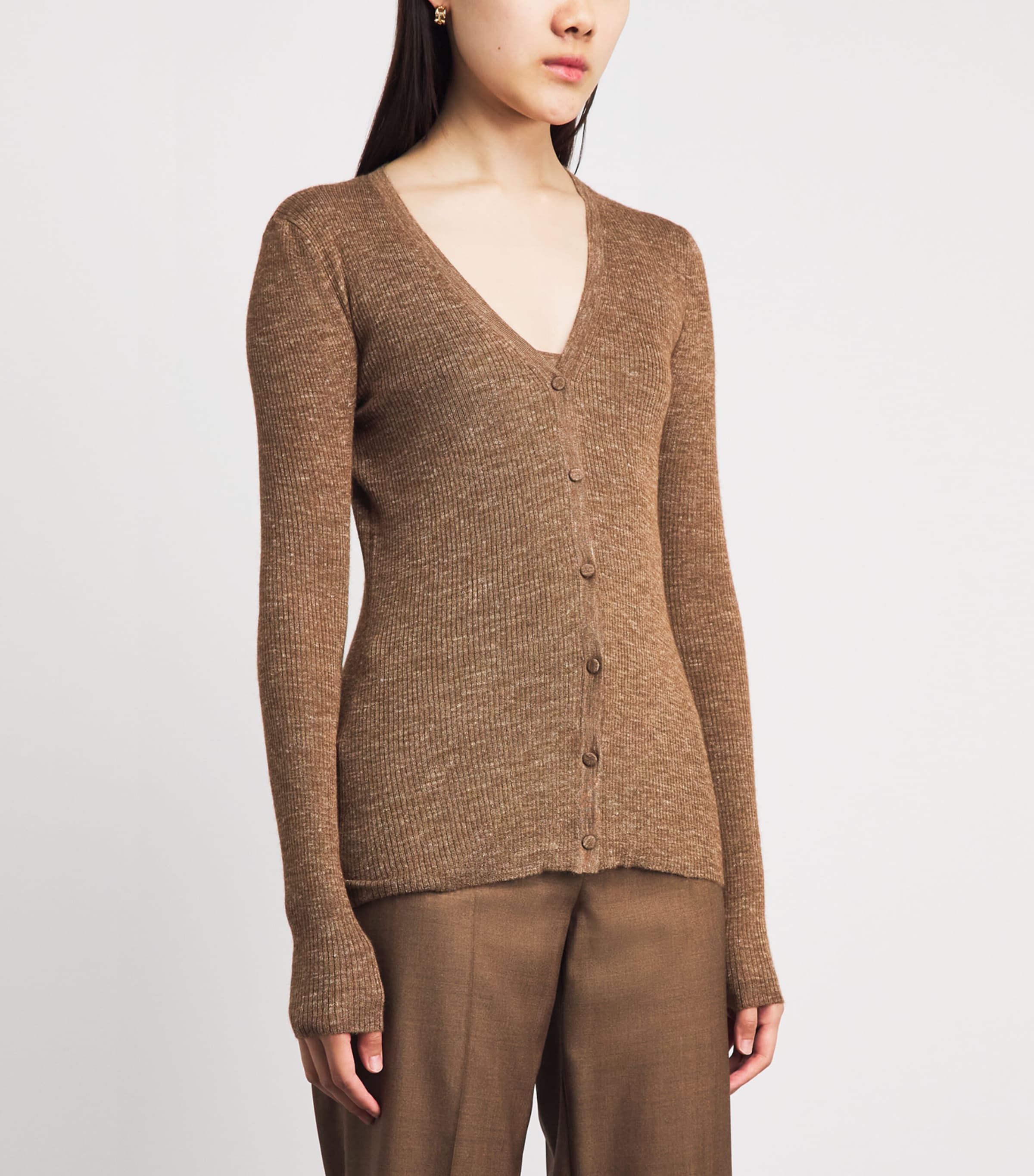 Gabriela Hearst Womens Cashmere-Silk-Hemp Aiste Cardigan Cht Chestnut Image 4