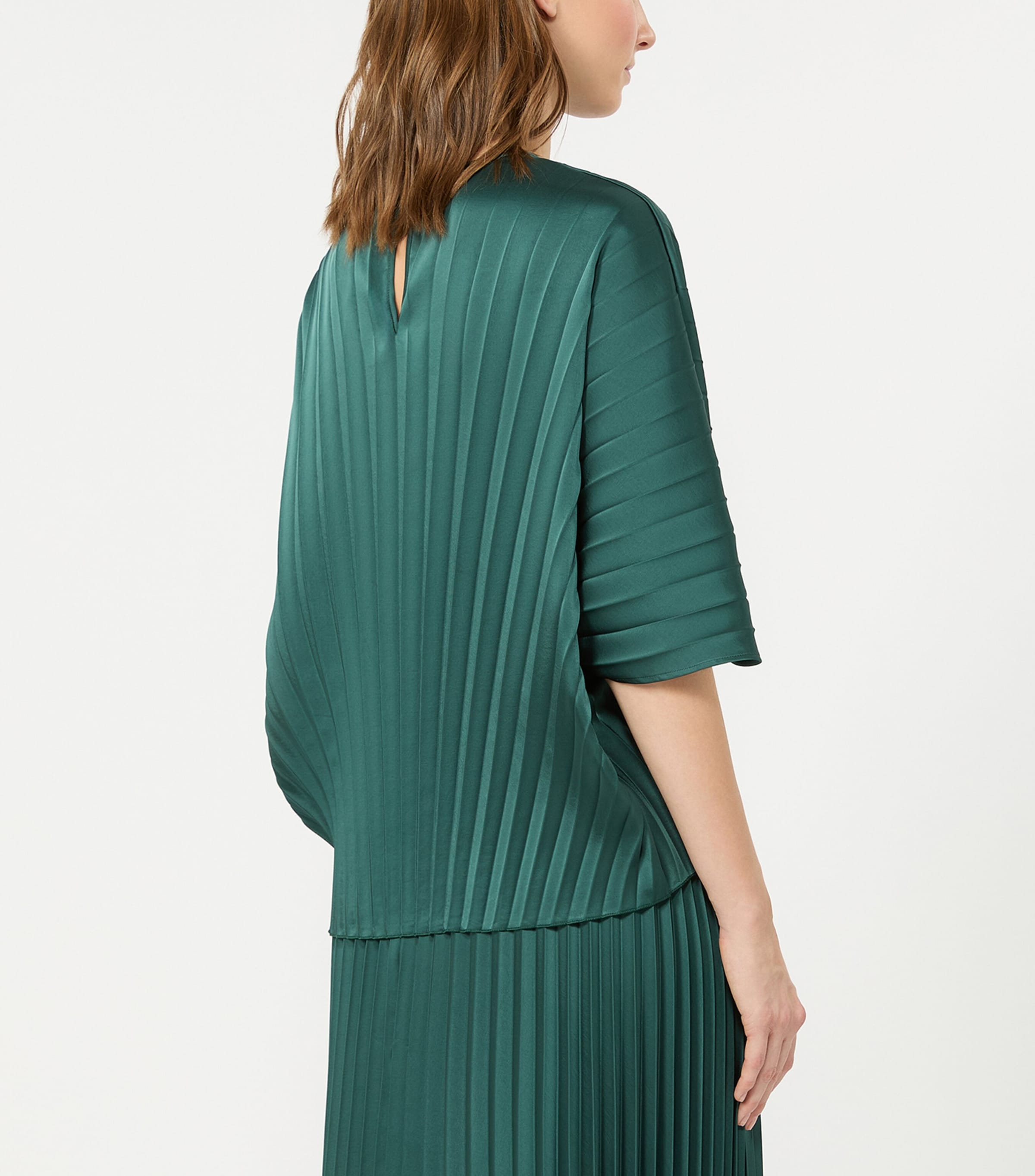 Weekend Max Mara Womens Pleated Short-Sleeve Blouse Dark Green Image 3