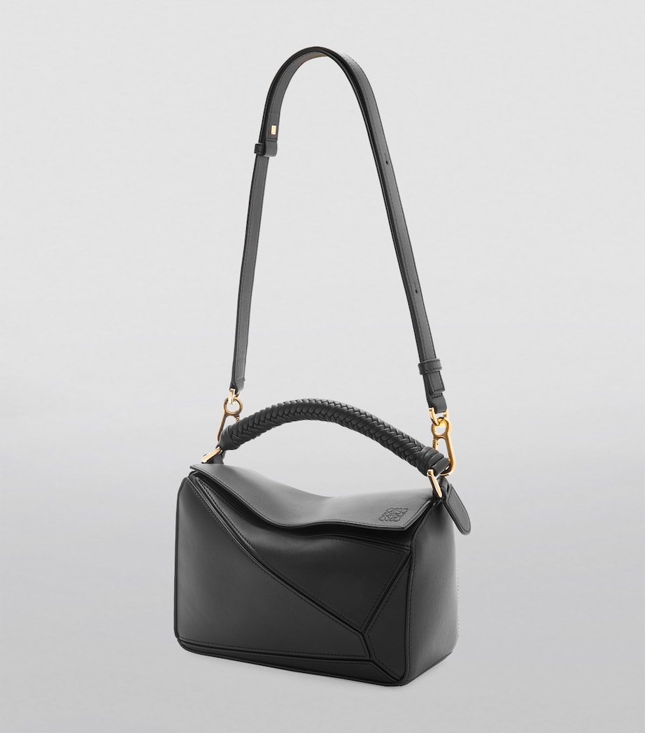 Small Leather Puzzle Top-Handle Bag BLACK Image 5