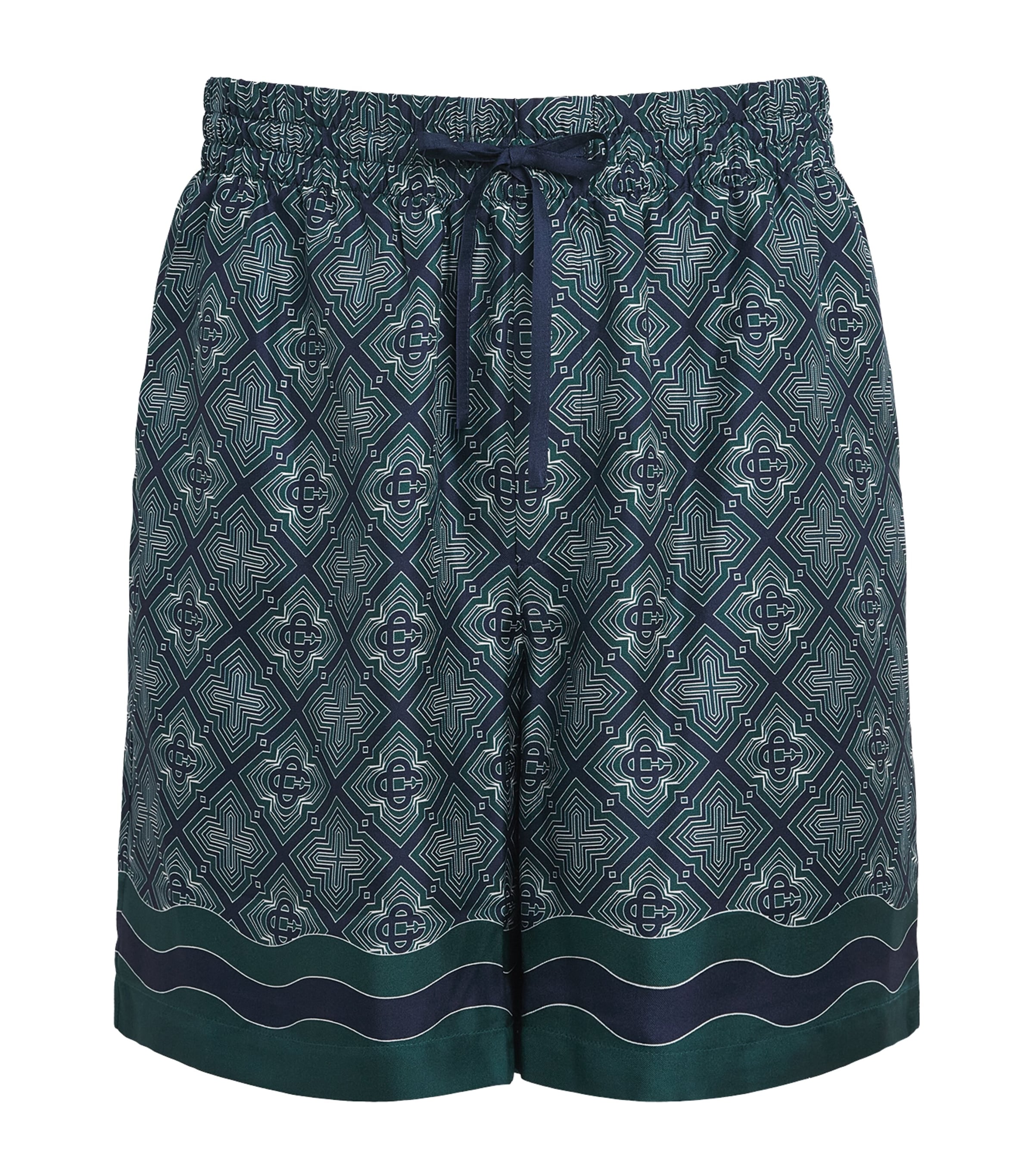 Casablanca Mens Silk Radiating Monogram Shorts Radiating Monogram Image 1