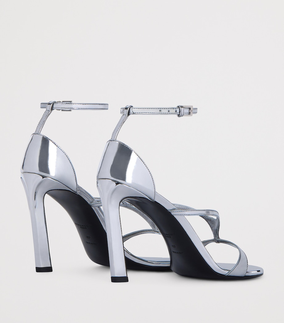 Leather Metallic Heeled Sandals 95 SILVERY GREY Image 4