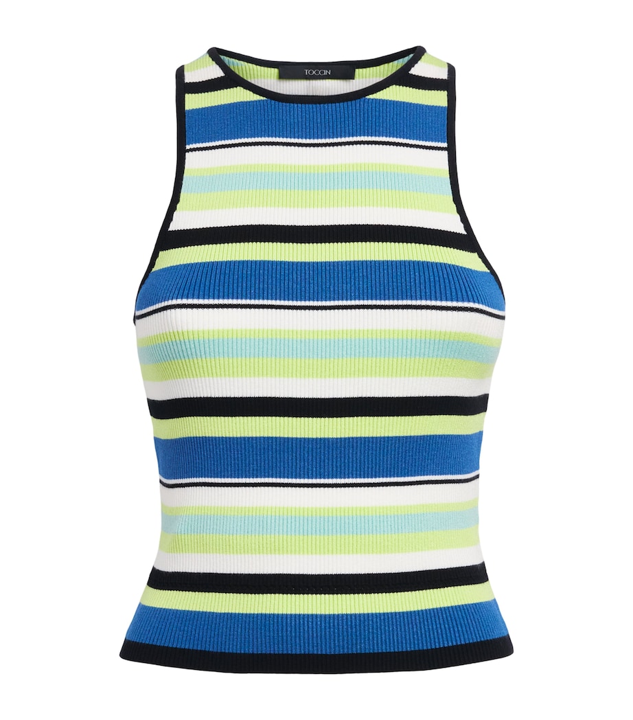 Toccin Womens Cotton Avery Tank Top Ocean/keylime Multi Image 1