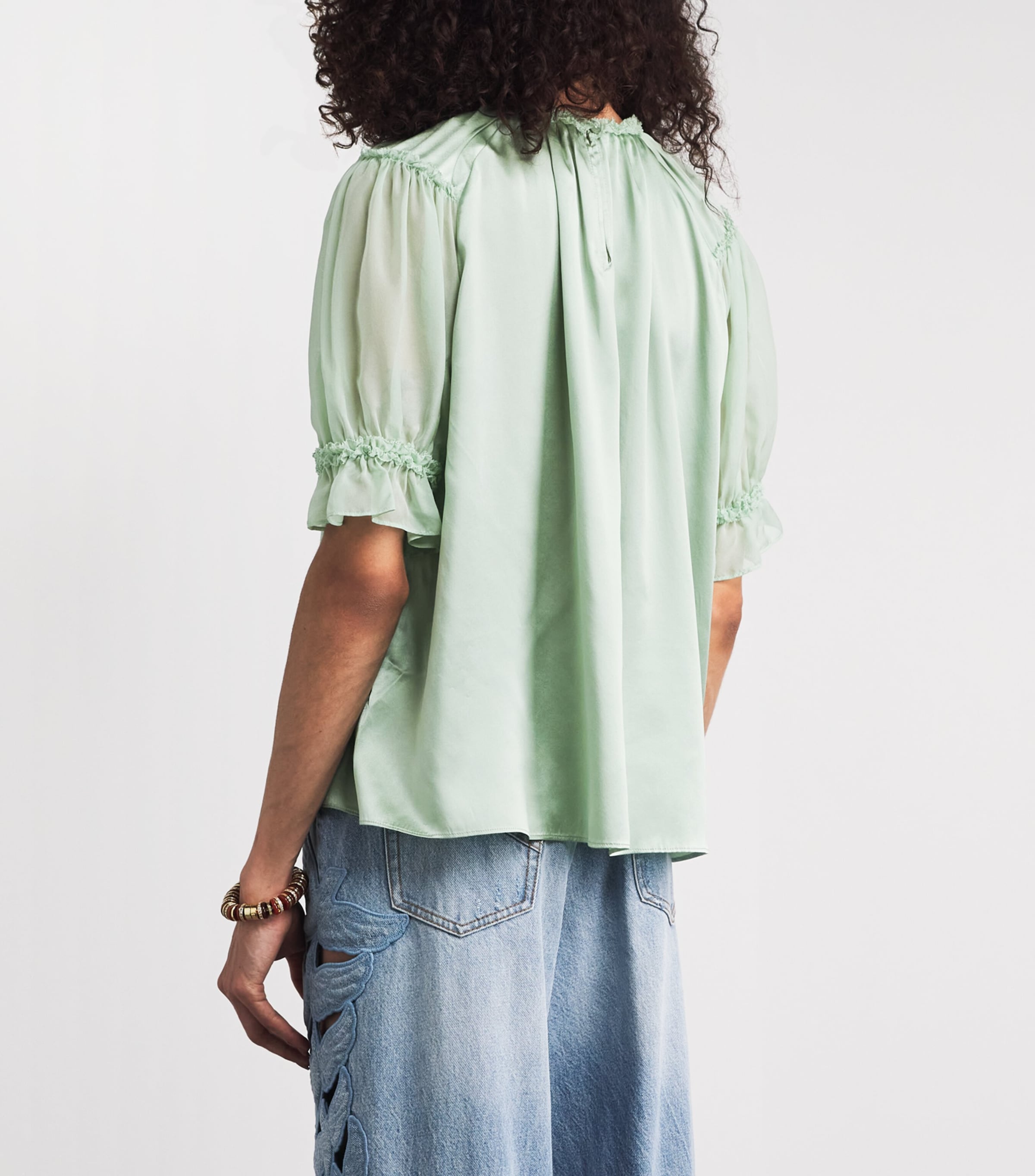 Ulla Johnson Womens Silk Alina Blouse Celadon Image 5
