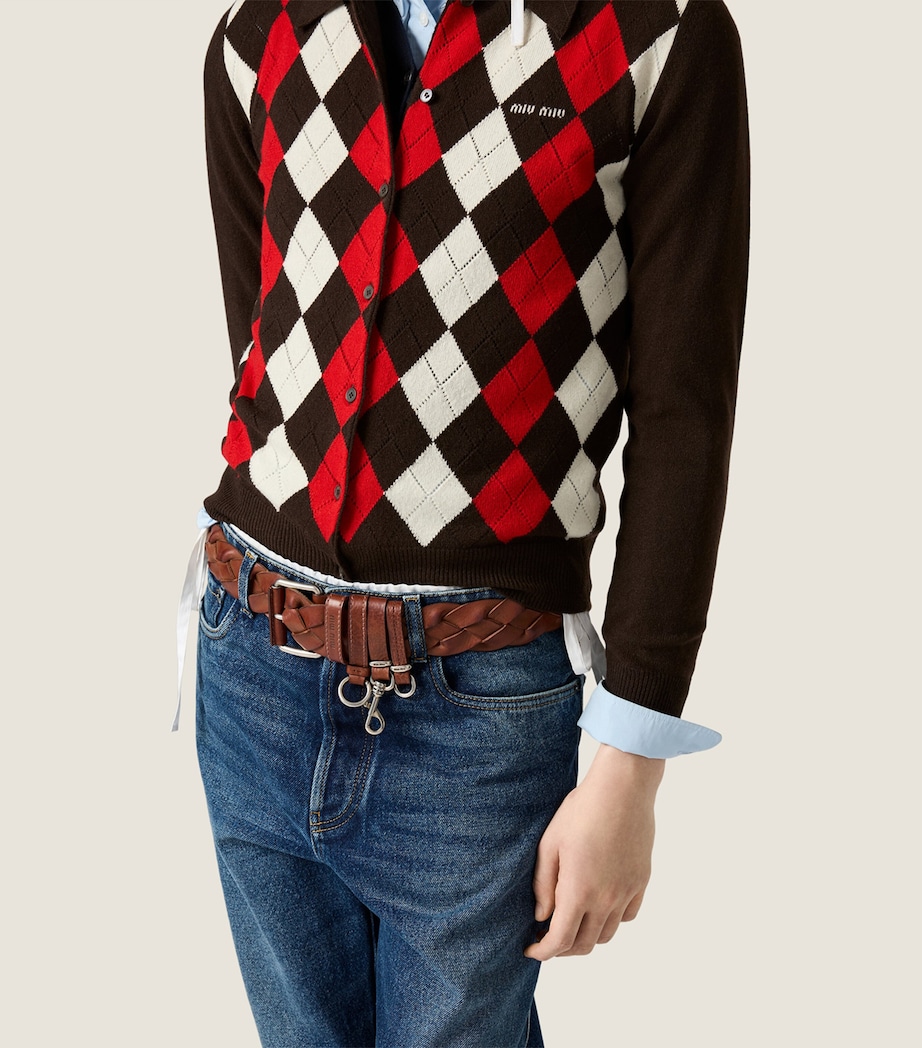 Miu Miu Womens Cashmere Collared Cardigan Brown Image 4