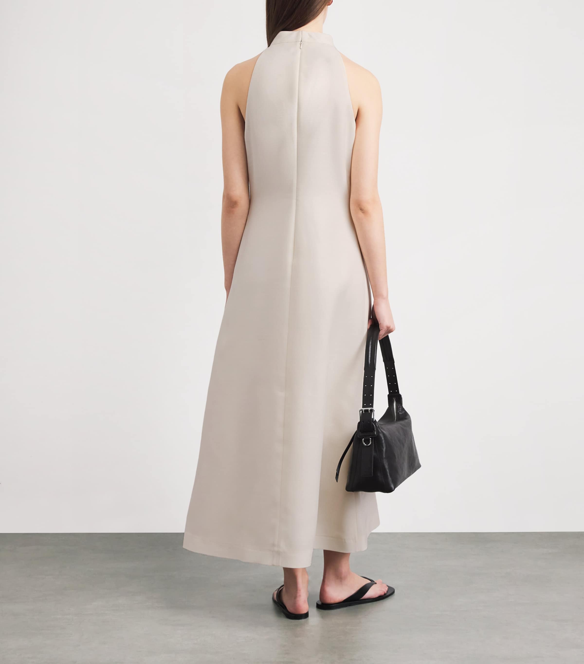 BITE Studios Womens Wool-Silk High-Neck Maxi Dress Off White Image 4