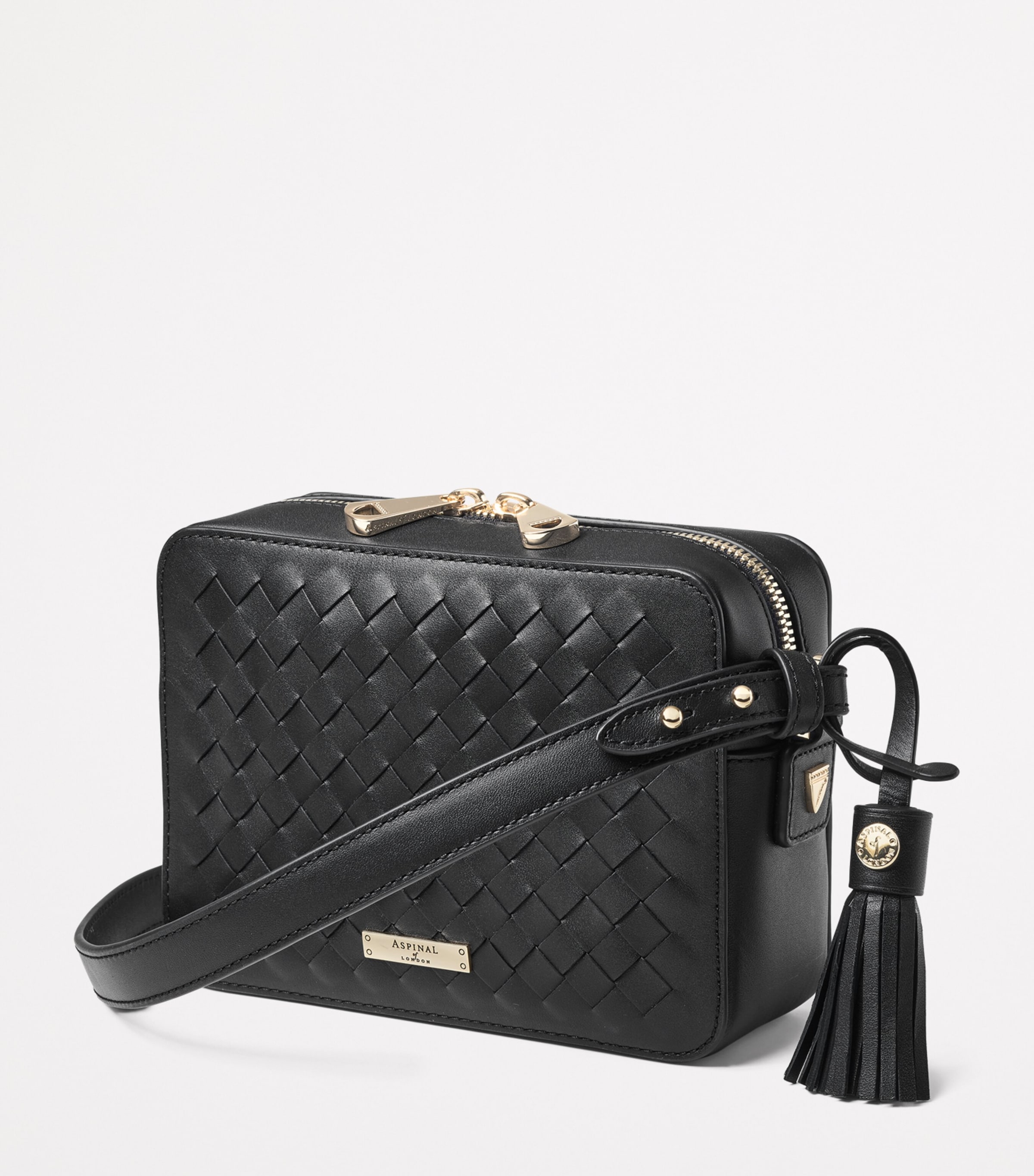 Leather Slot Weave Camera Bag BLACK Image 2