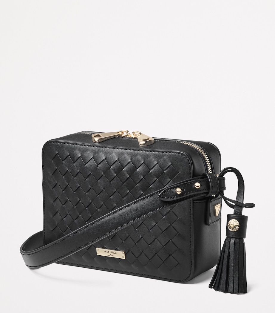 Leather Slot Weave Camera Bag BLACK Image 2