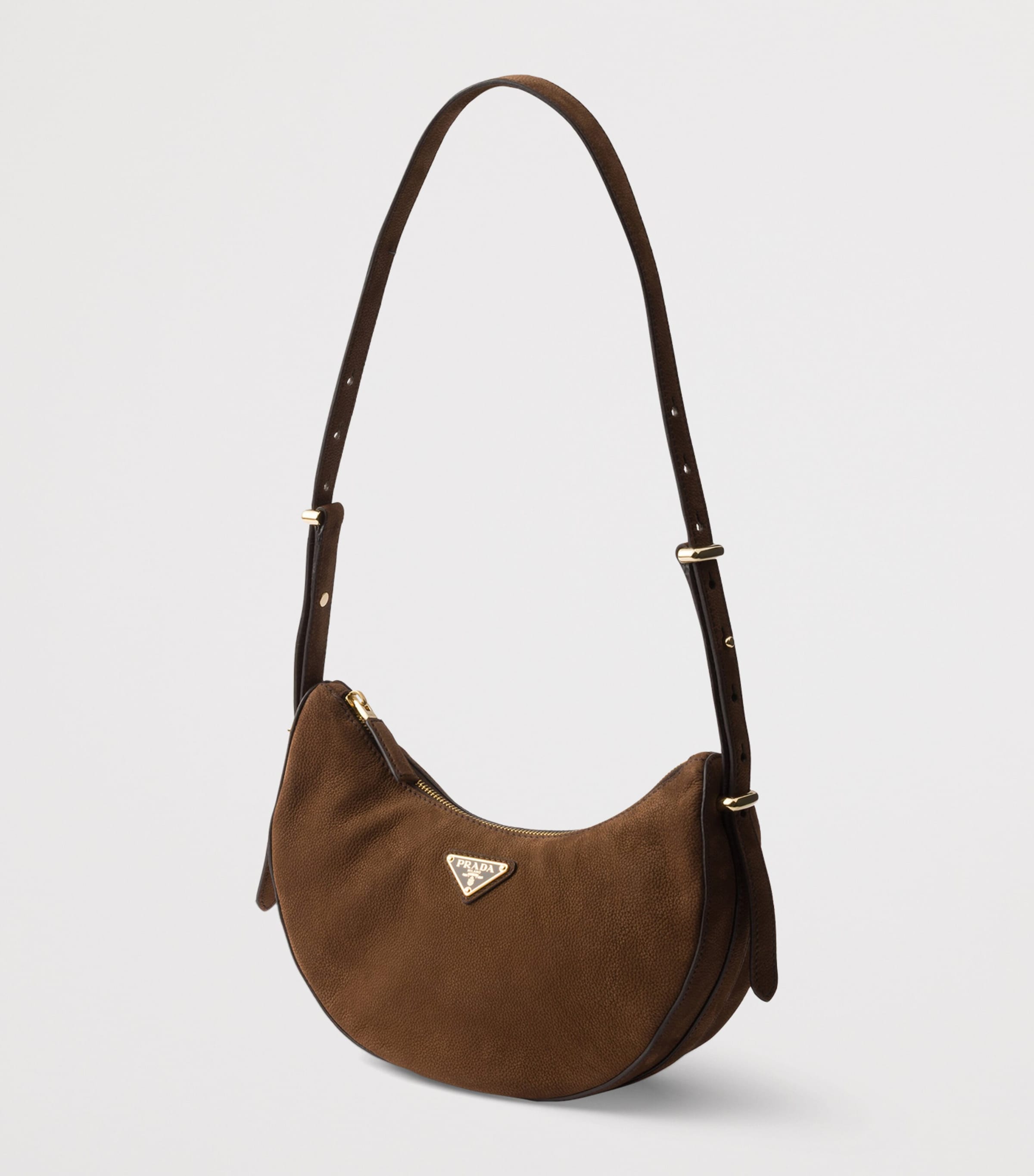 Prada Small Nubuck Leather Arqué Shoulder Bag Brown Image 4