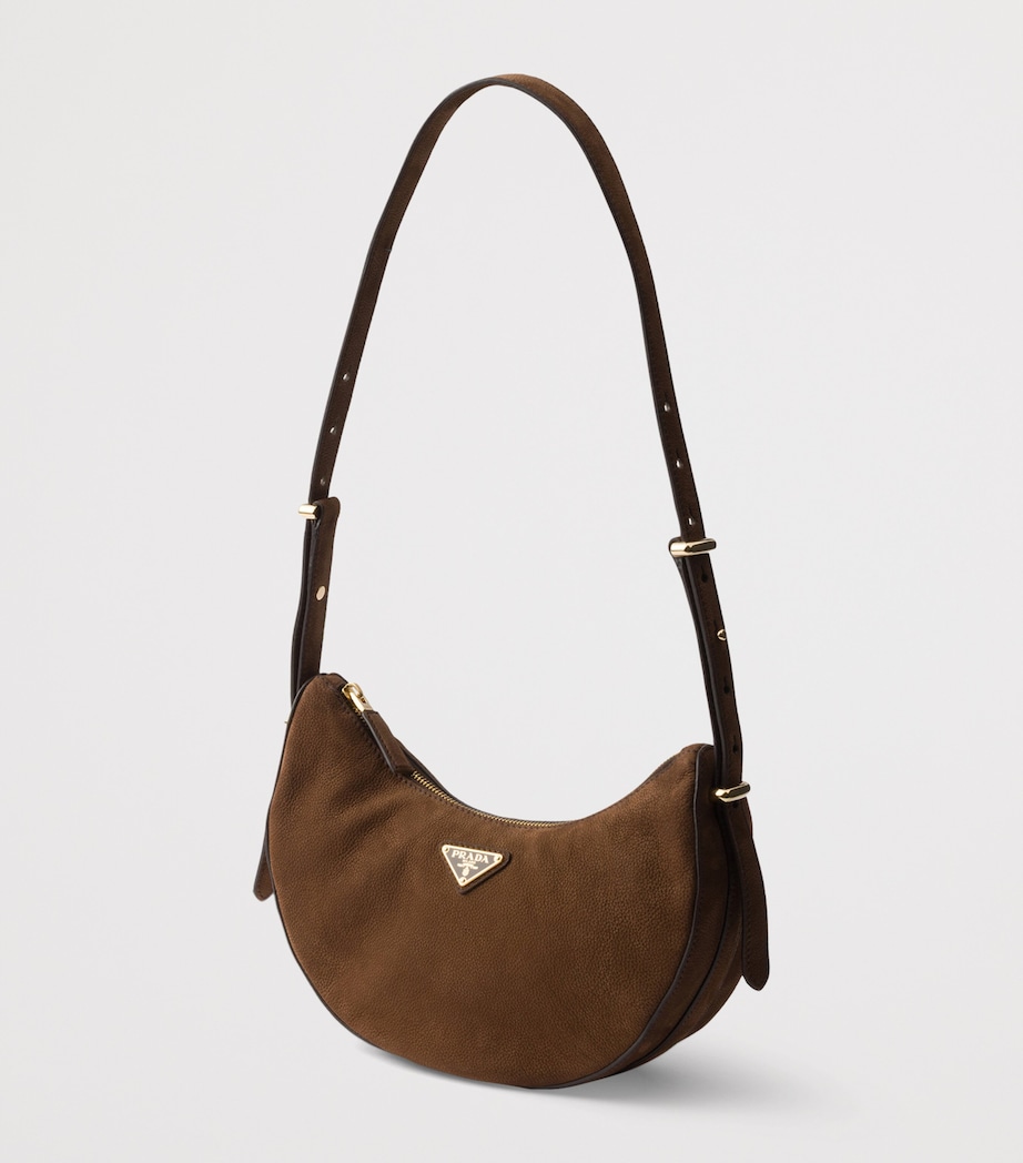 Prada Small Nubuck Leather Arqué Shoulder Bag Brown Image 4