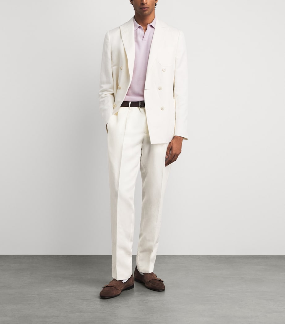 Canali Mens Linen-Silk Straight Suit Trousers Image 2