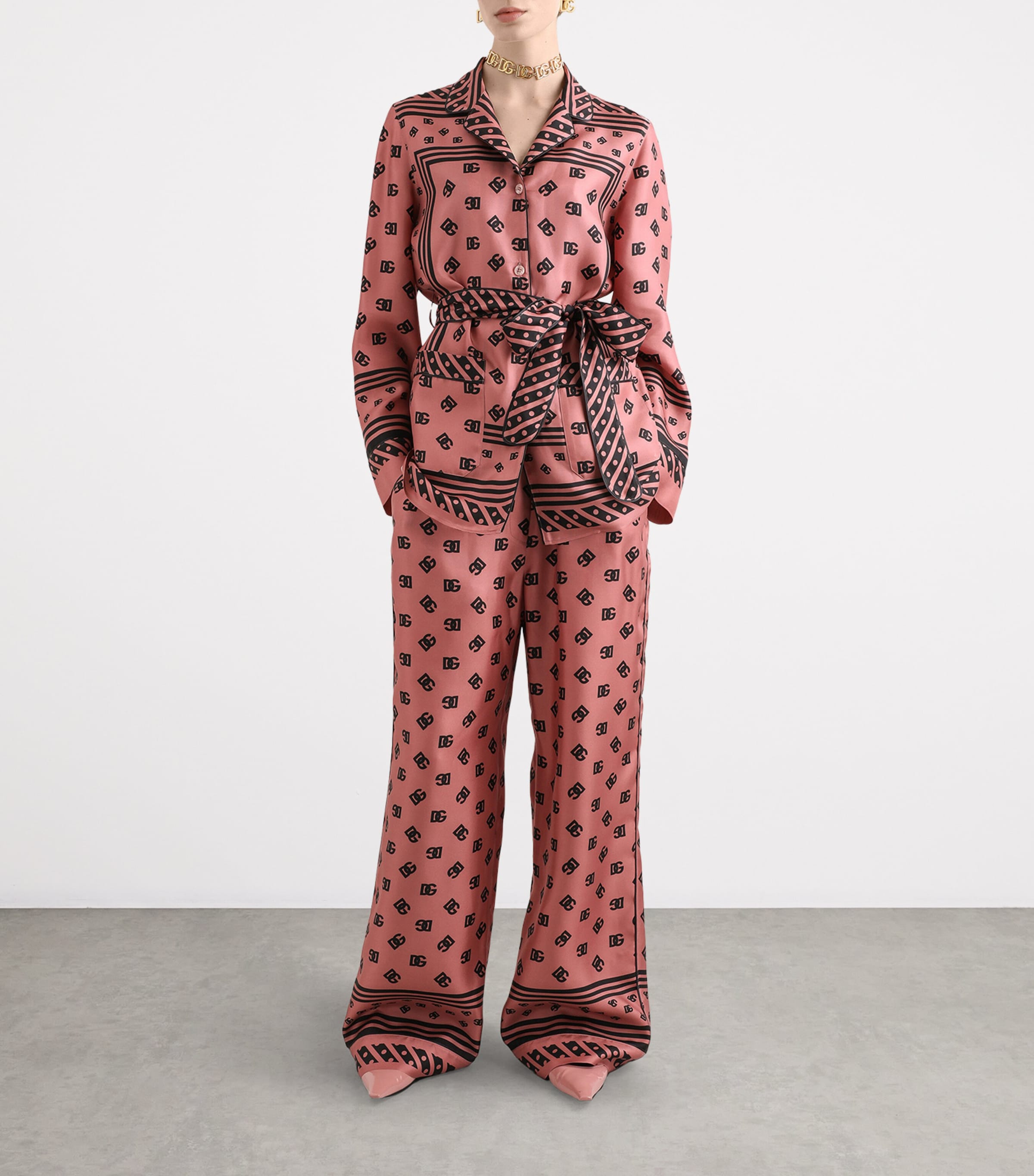 Silk Logo Print Shirt F0473-DARK POWDER PI Image 2