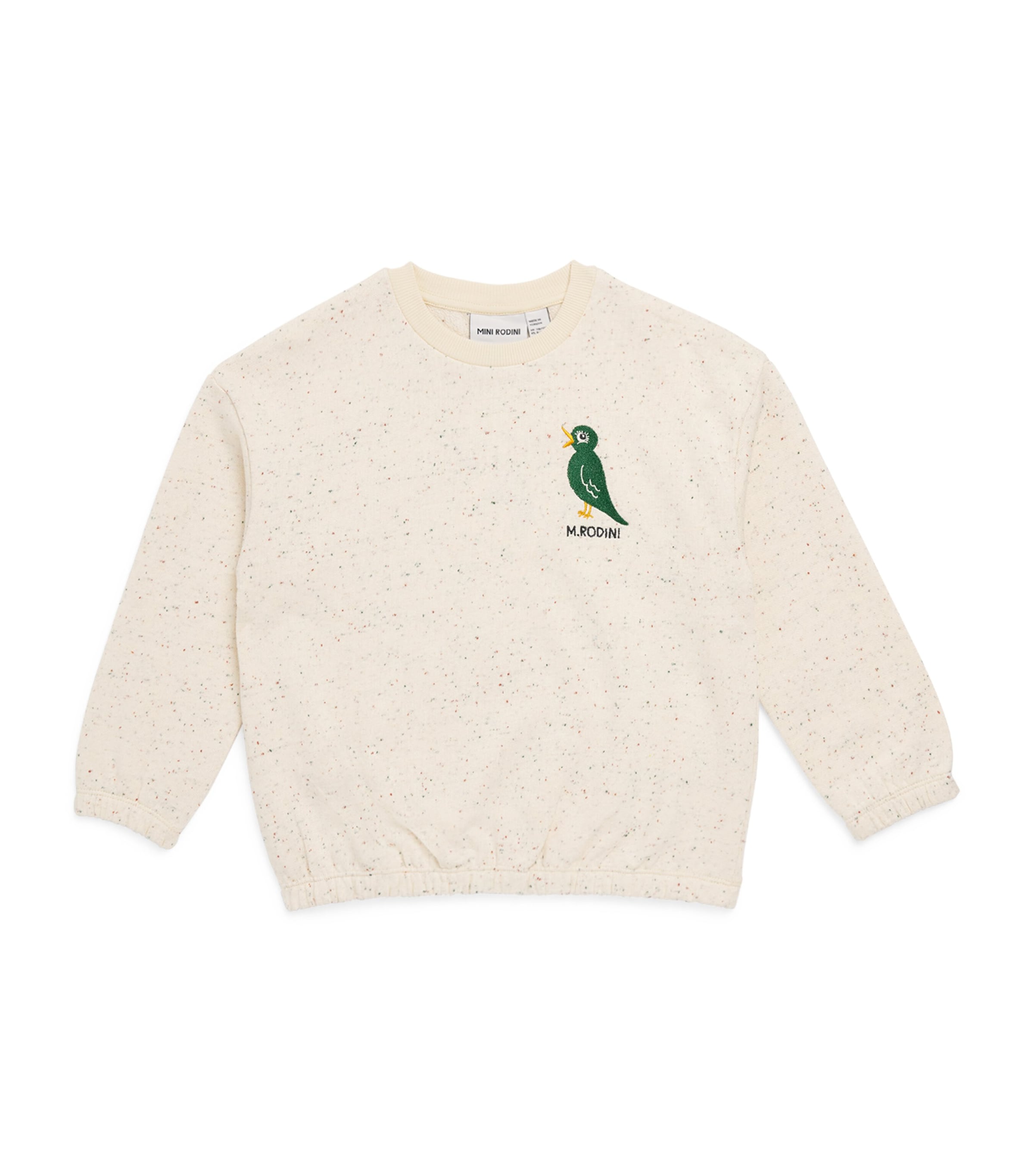 Mini Rodini Speckled Cotton Embroidered Sweater In Neutral