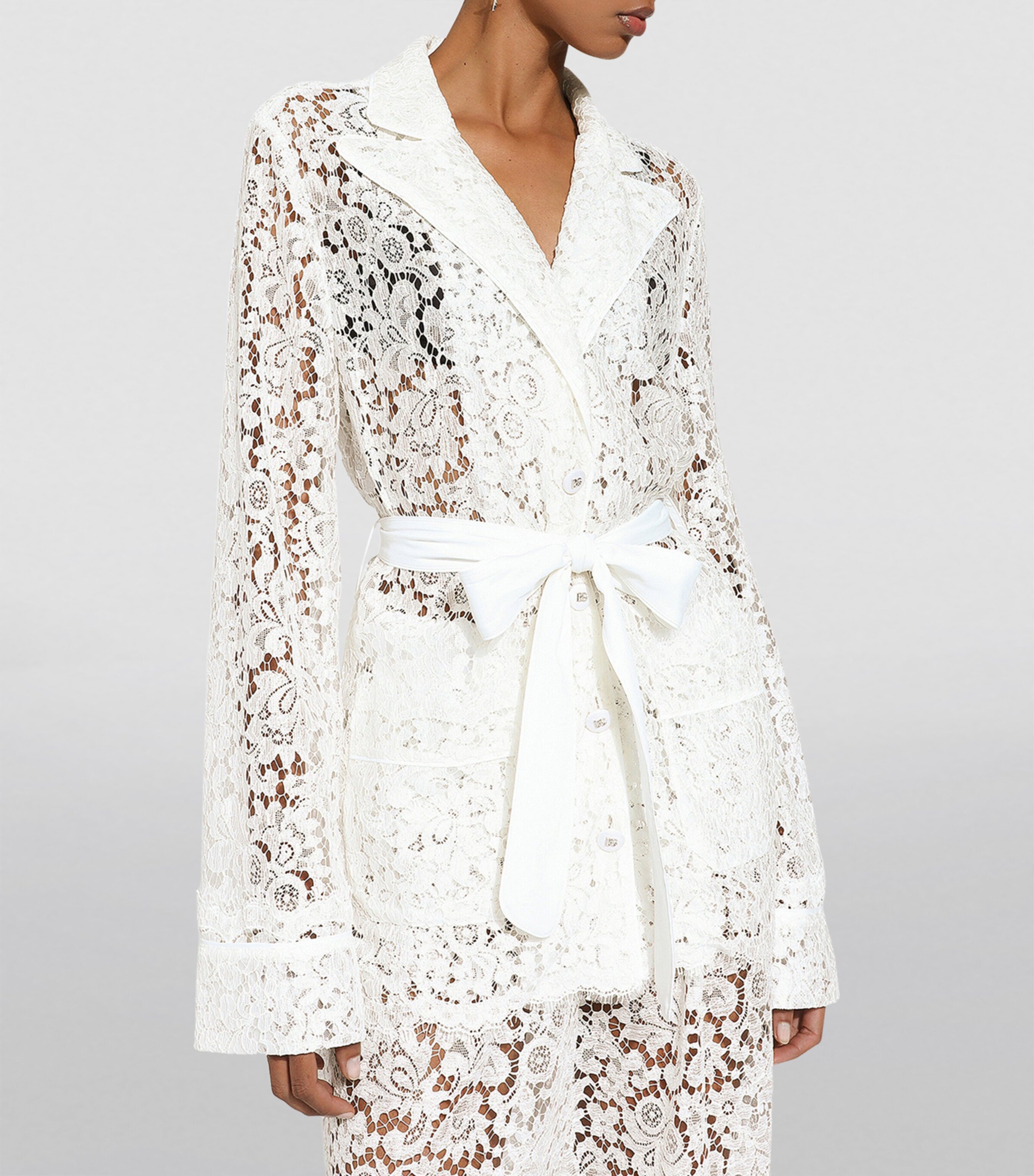 Dolce & Gabbana Lace Single-Breasted Blazer | Harrods UK