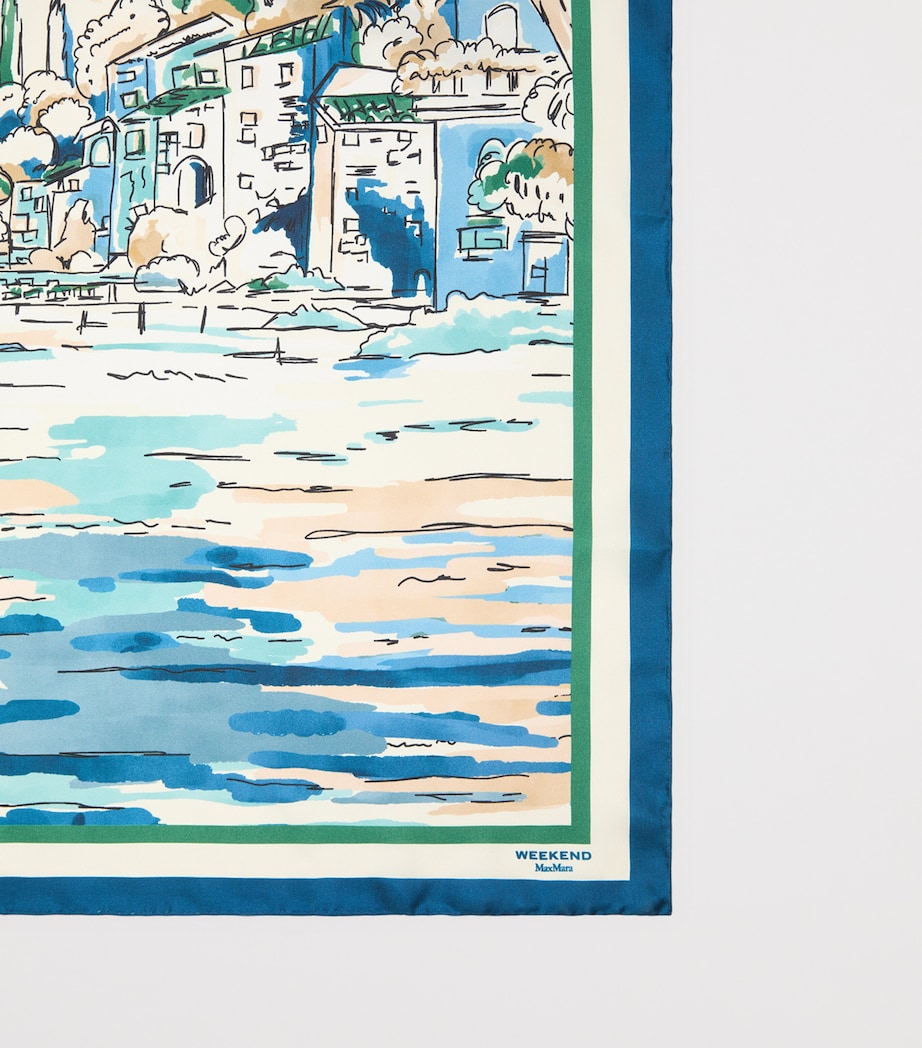 Weekend Max Mara Silk Lake Print Scarf China Blue Image 3