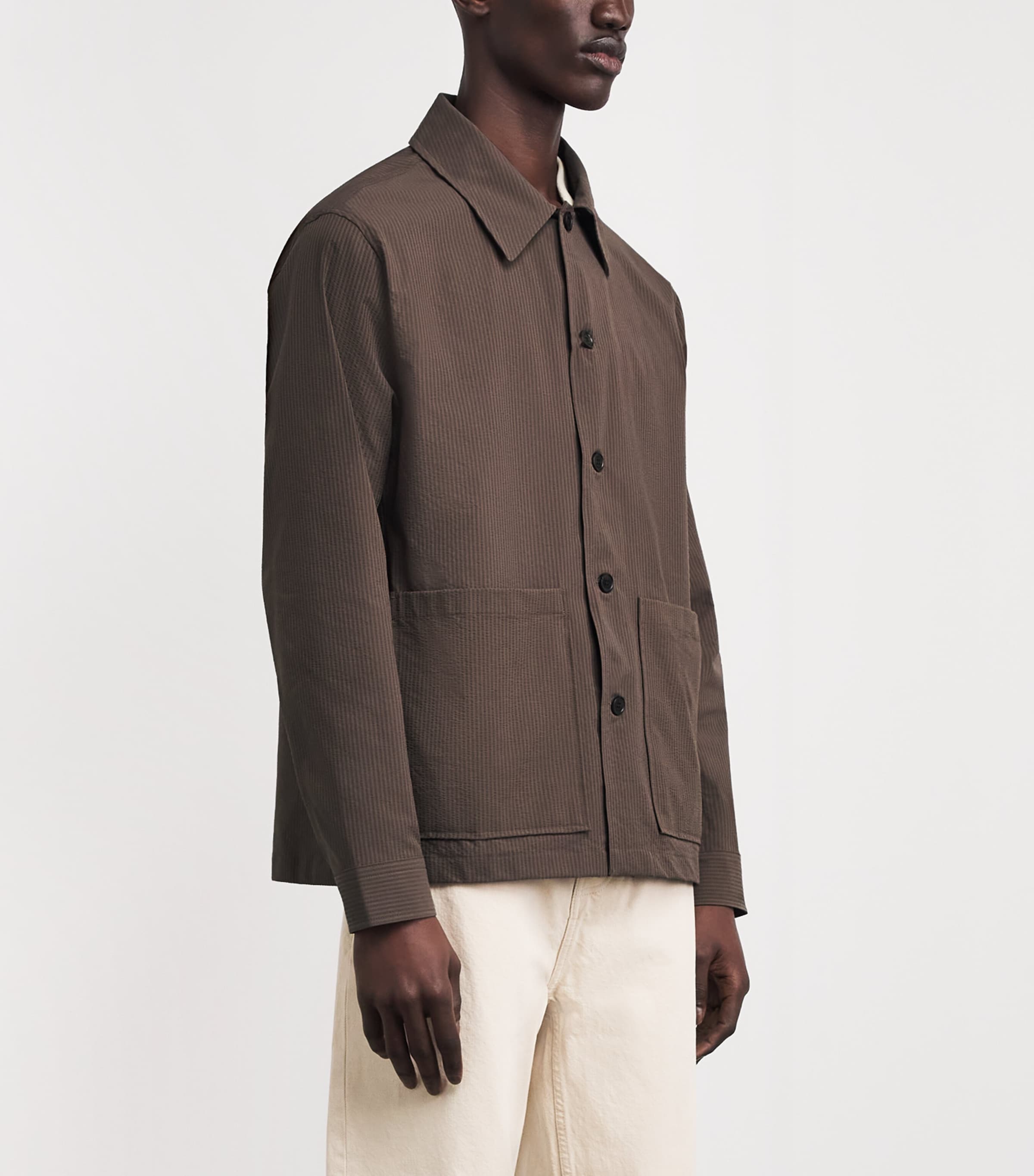 NN07 Mens Seersucker Blaze Overshirt Mable Husk Image 4