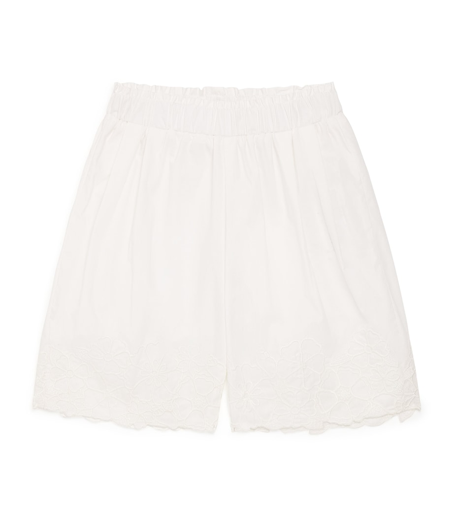 Chloé Kids Cotton Embroidered Wide-Leg Trousers (6-36 Months) Image 1