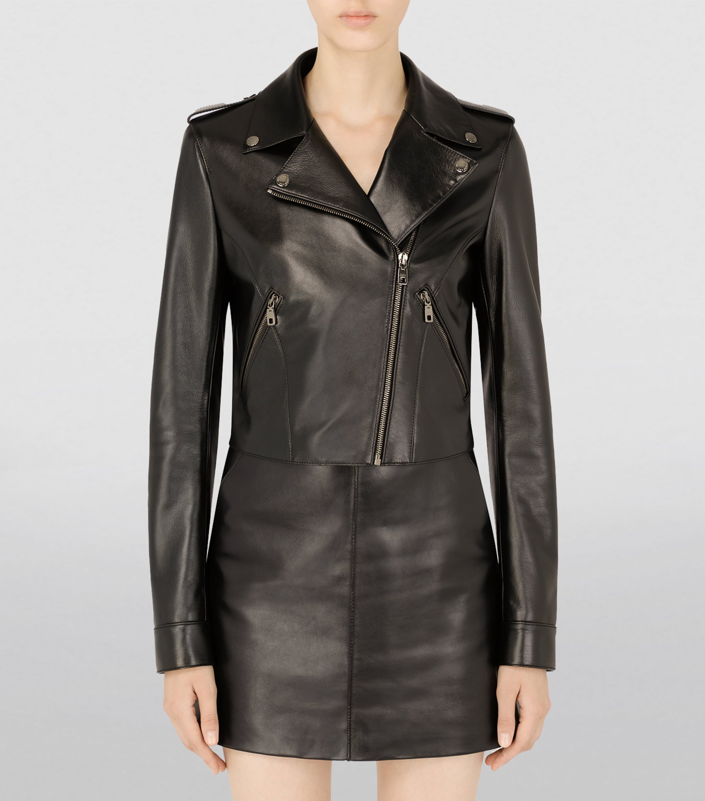 Leather Biker Jacket N0000-BLACK Image 3