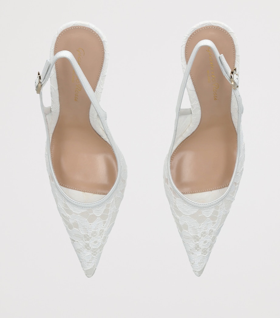 Gianvito Rossi Leather Lace Slingback Heels 95 White Image 3