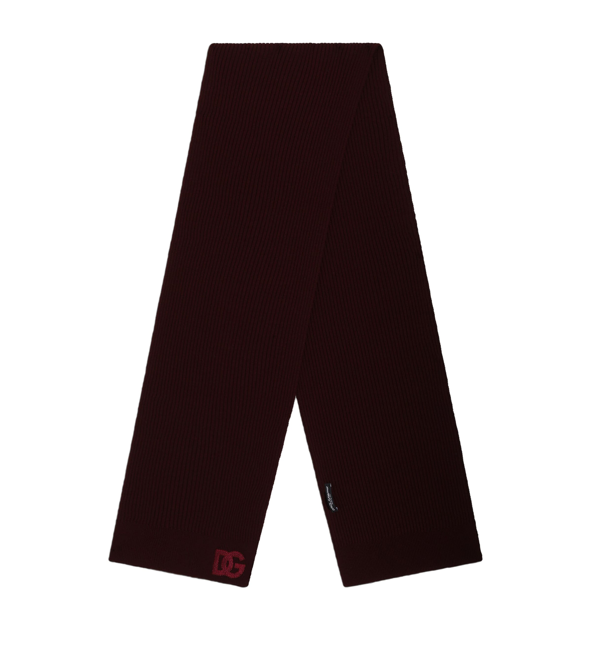 Dolce&Gabbana Virgin Wool Ribbed DG Scarf Bordeaux Image 1
